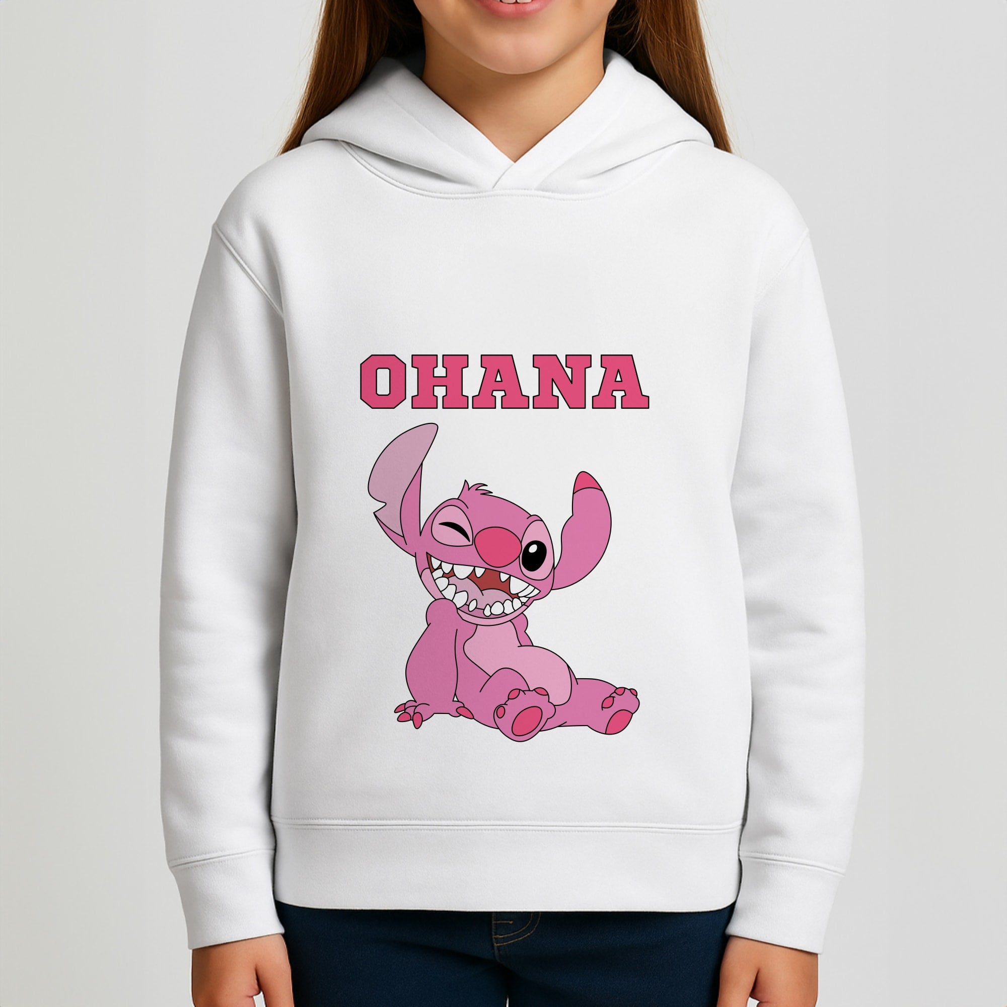 Pink Alien Ohana Girls Hoodie