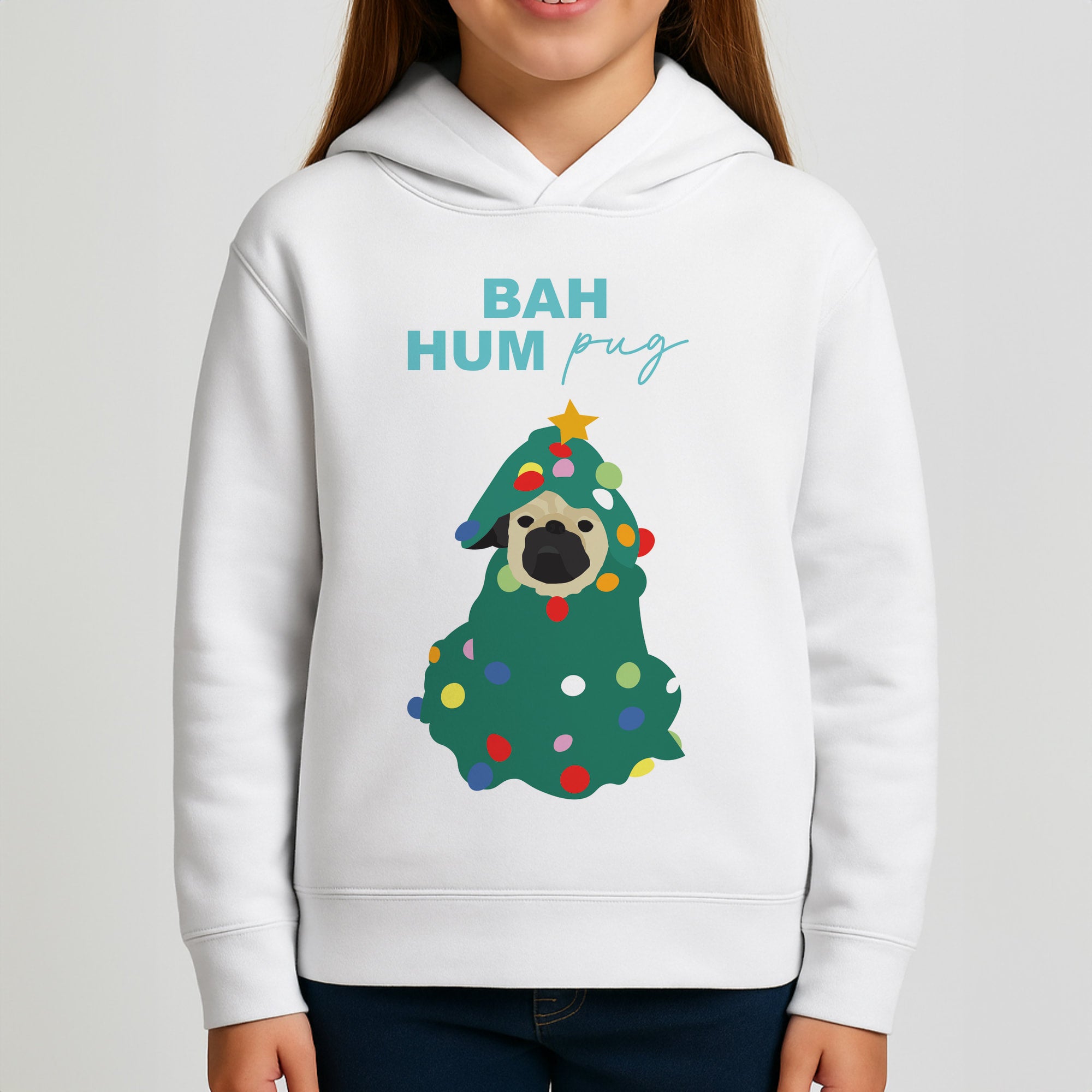 Bah Hum Pug Girls Hoodie
