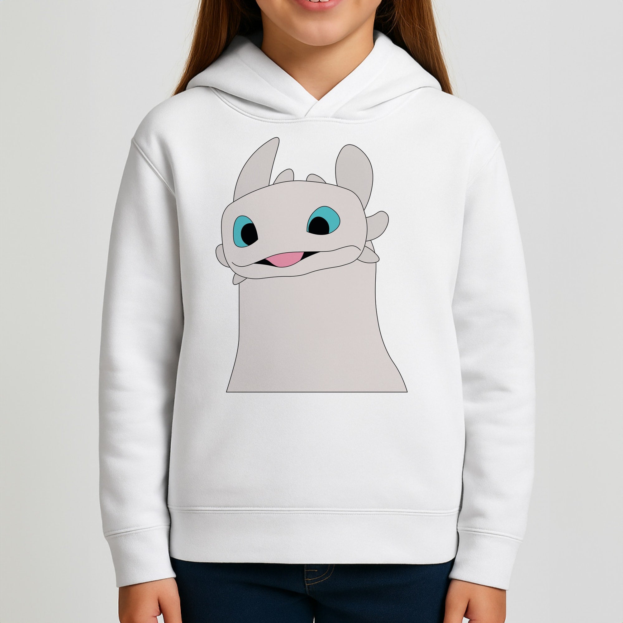 White Fury Dragon Kids Hoodie