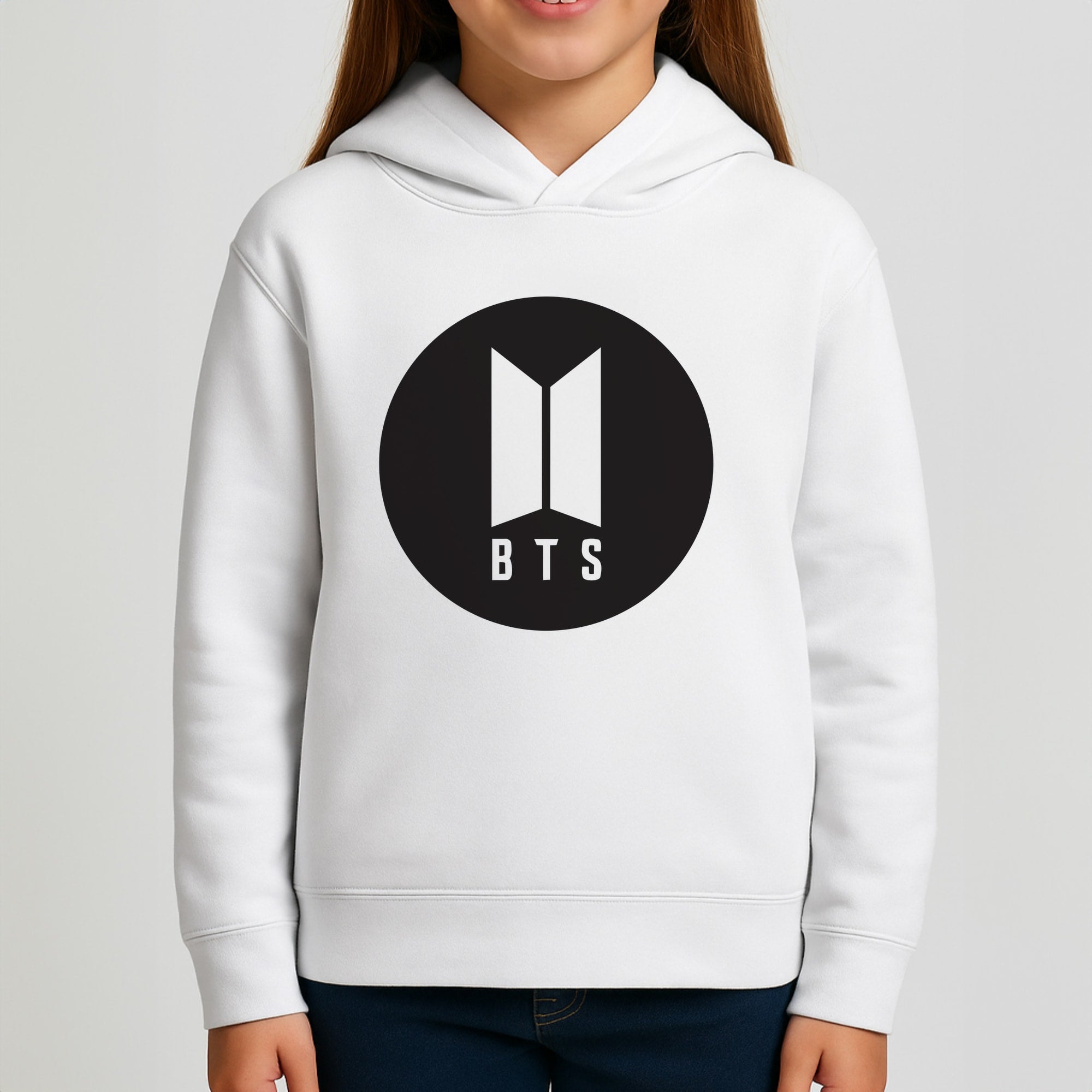 BTS logo Black - K Pop Kids Hoodie