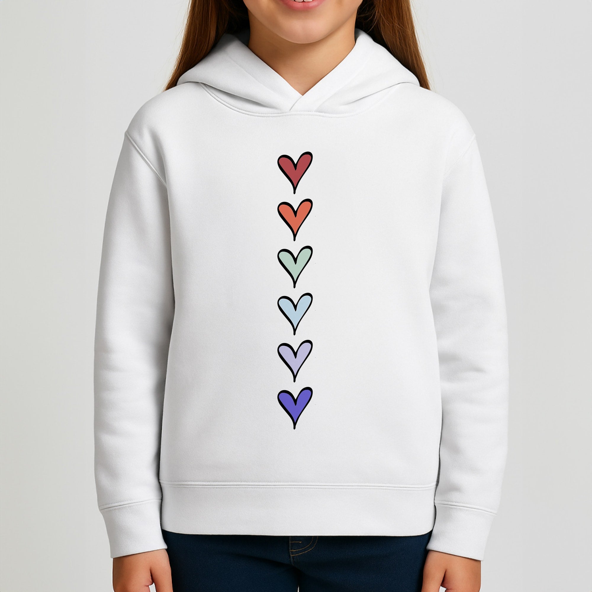 Love Heart Line Girls Hoodie