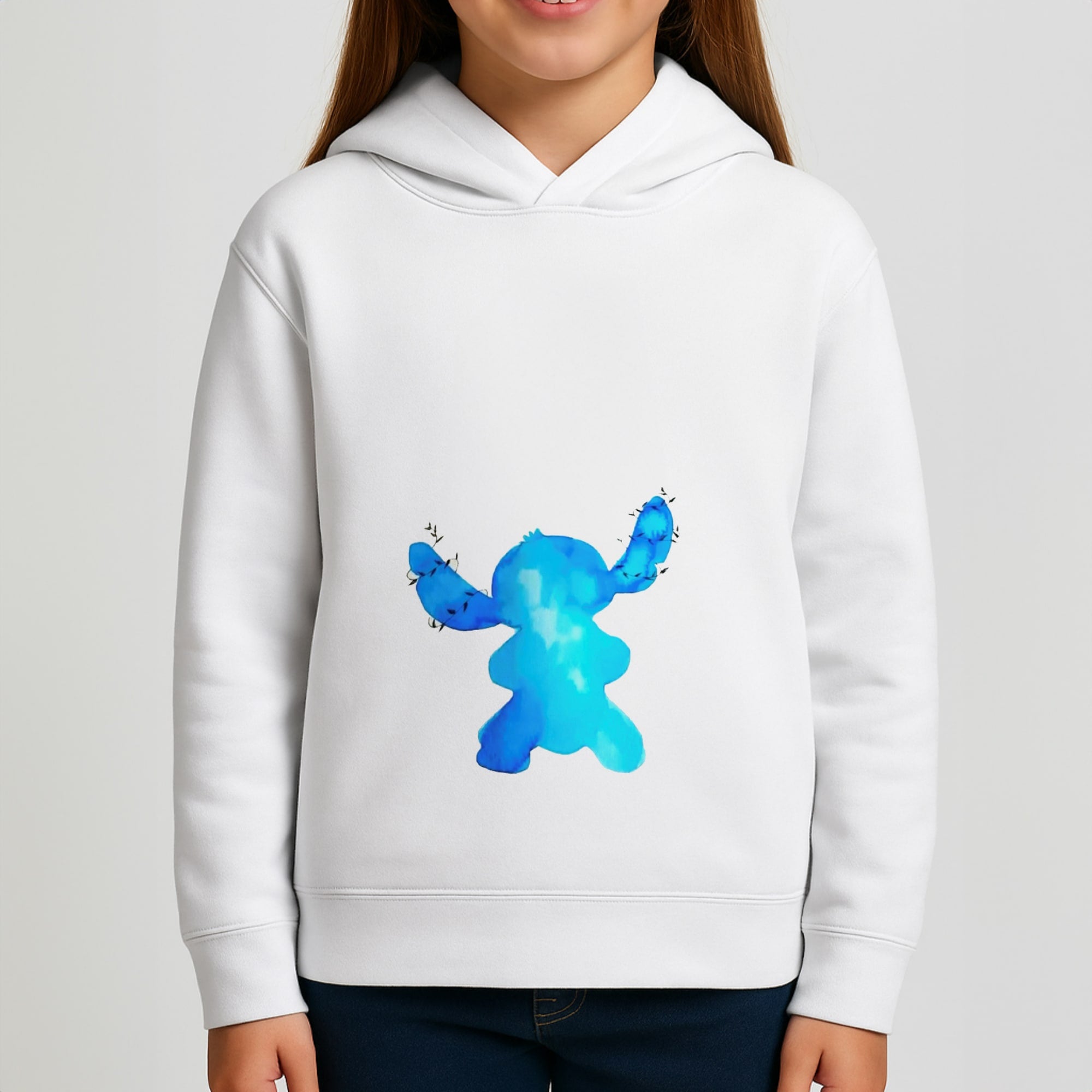 Watercolour Blue Alien Disney Girls Hoodie