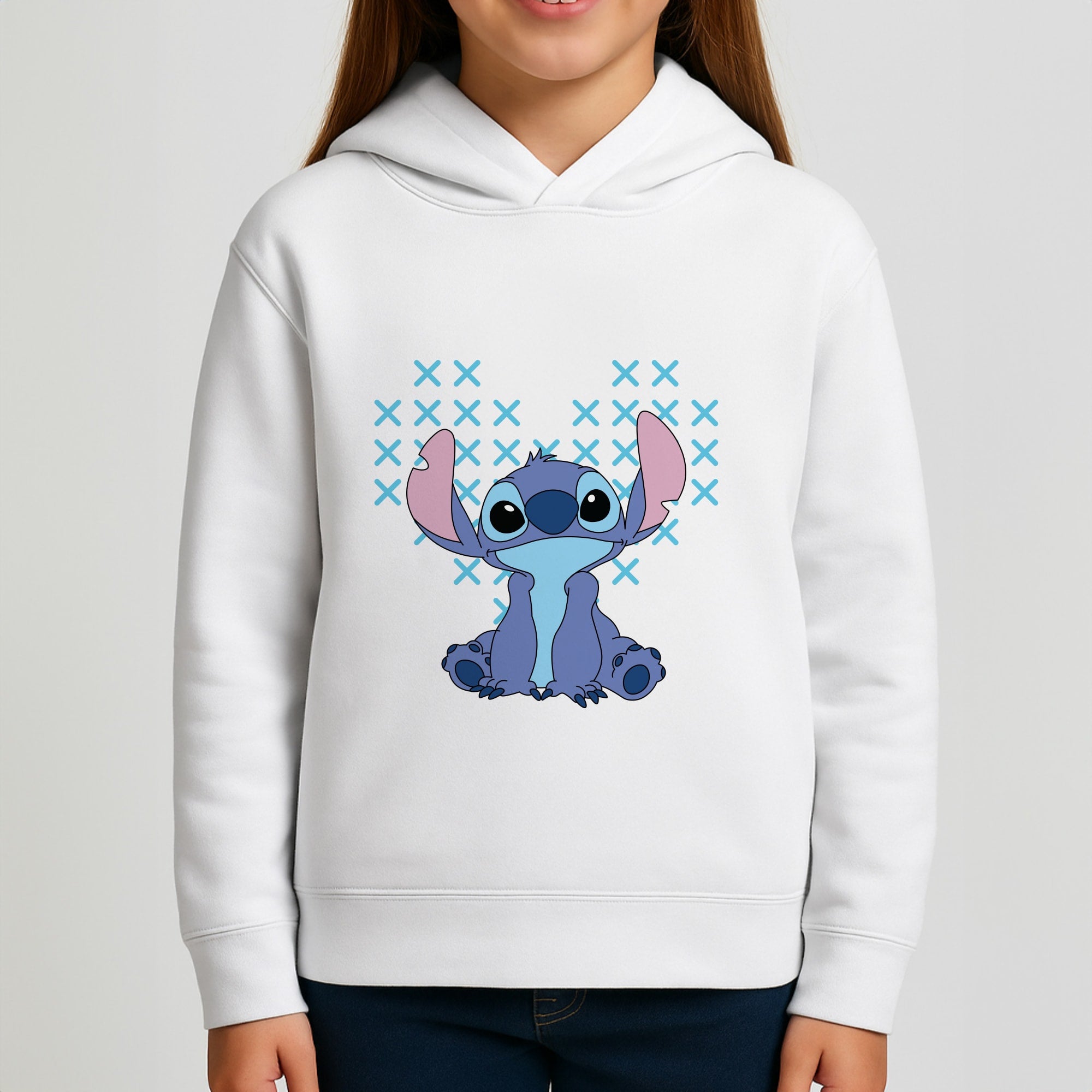 Blue Alien Hearts Girls Hoodie