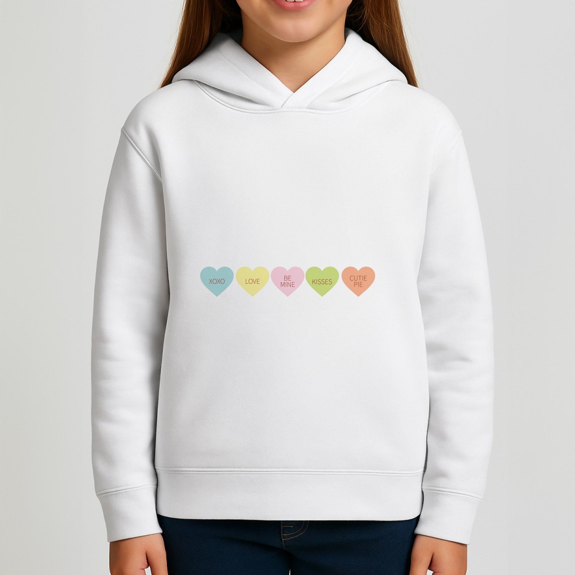 Love Hearts- Valentine's Day Girls Hoodie