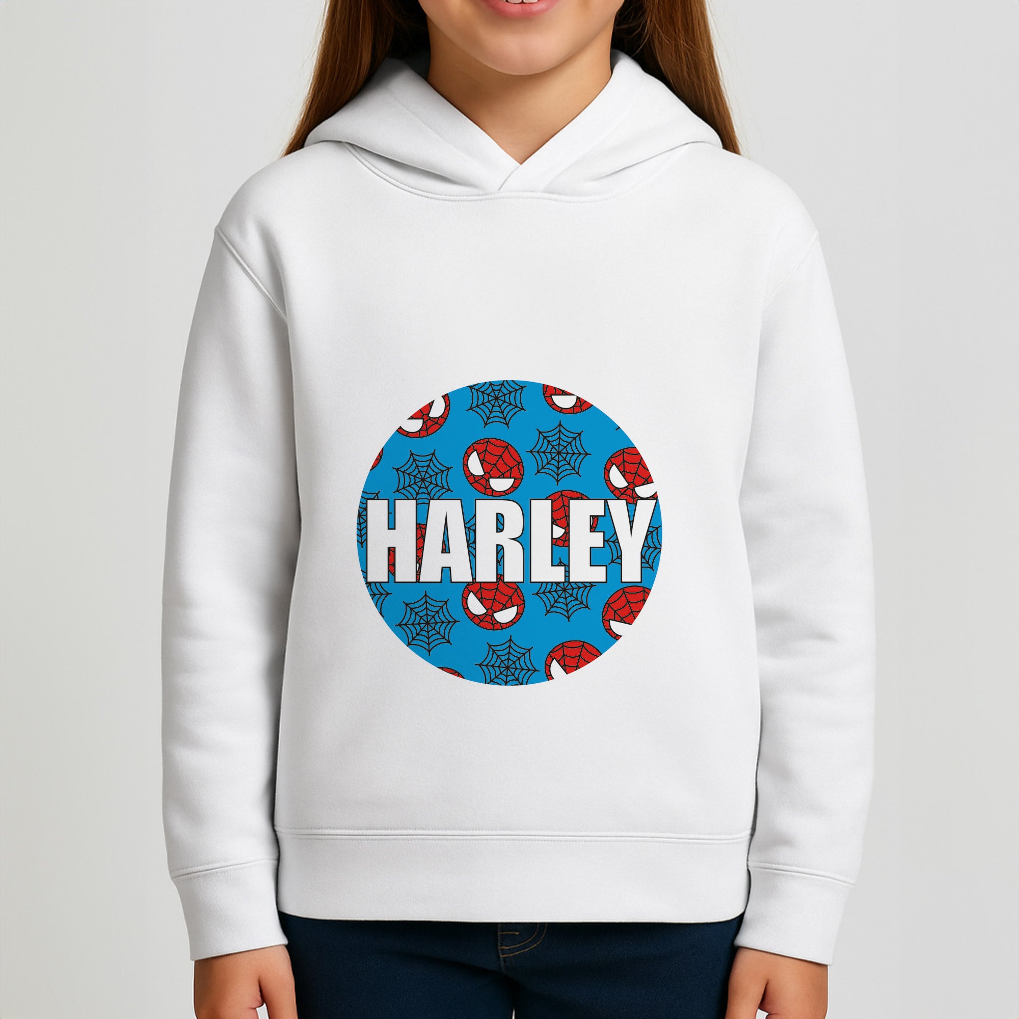Spiderman And Webs - Personalised Superhero Comic Girls Hoodie