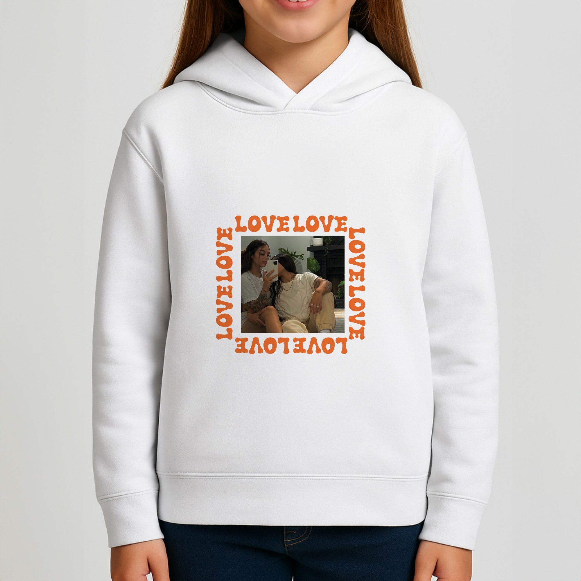 Love, Love, Love - Personalised Couples Girls Hoodie