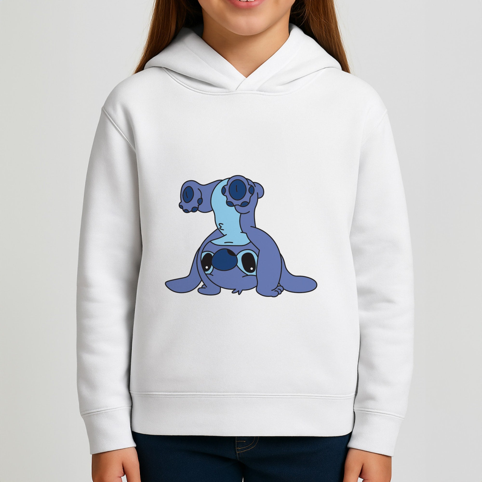 Cute Blue Alien Handstand Girls Hoodie
