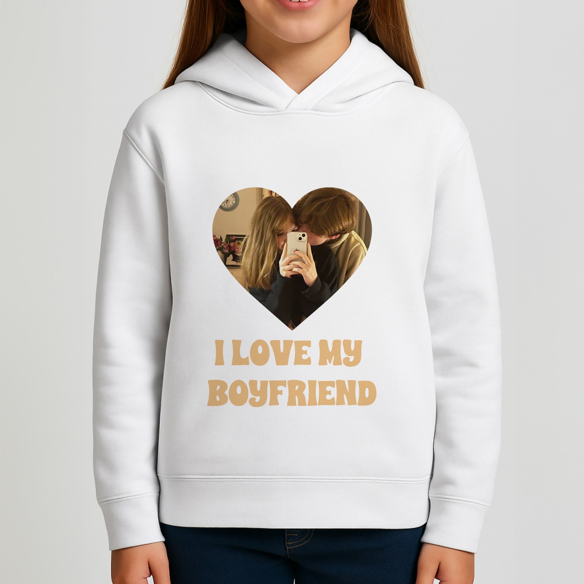I Love My Boyfriend - Personalised Couples Girls Hoodie