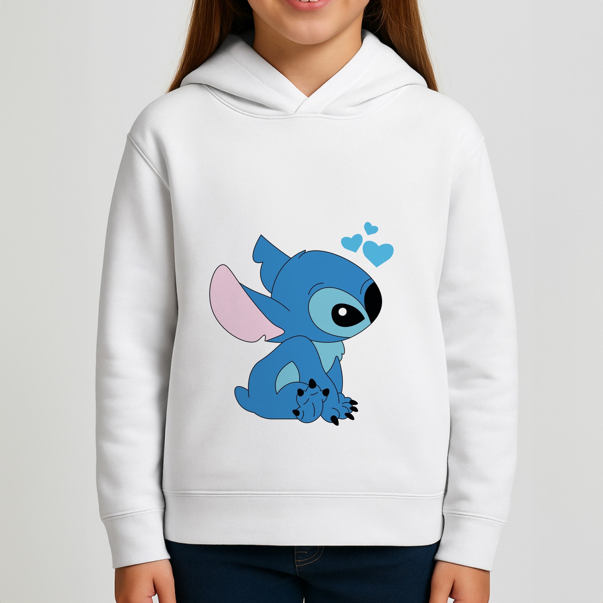 Blue Hearts Alien Blue Valentine's Girls Hoodie