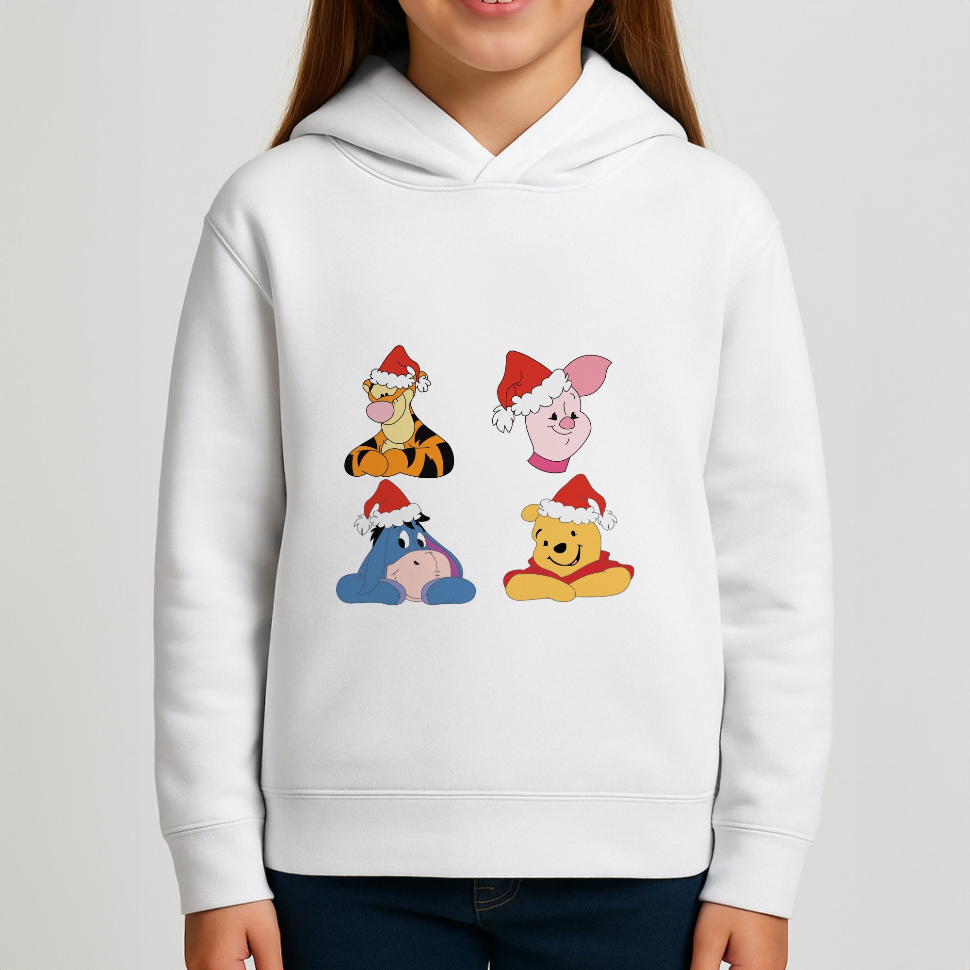 Bear, Tiger, Donkey and Pig Pattern Christmas Girls Hoodie