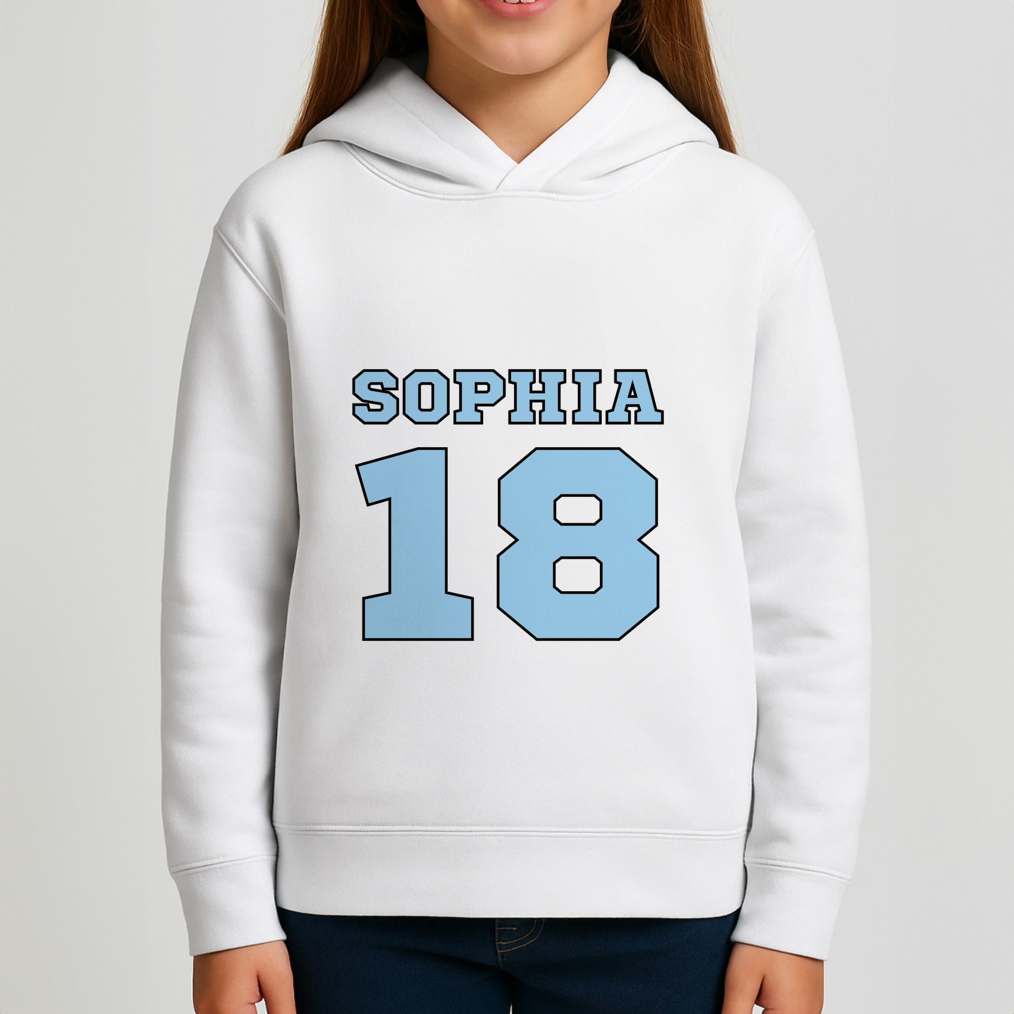 Light Blue - Personalised Football Girls Hoodie