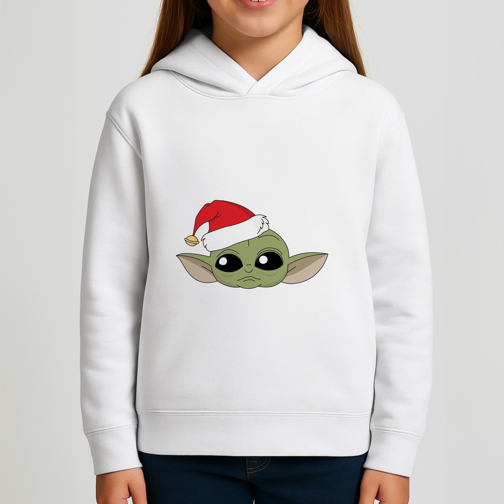 Baby Yoda Christmas Pattern Girls Hoodie