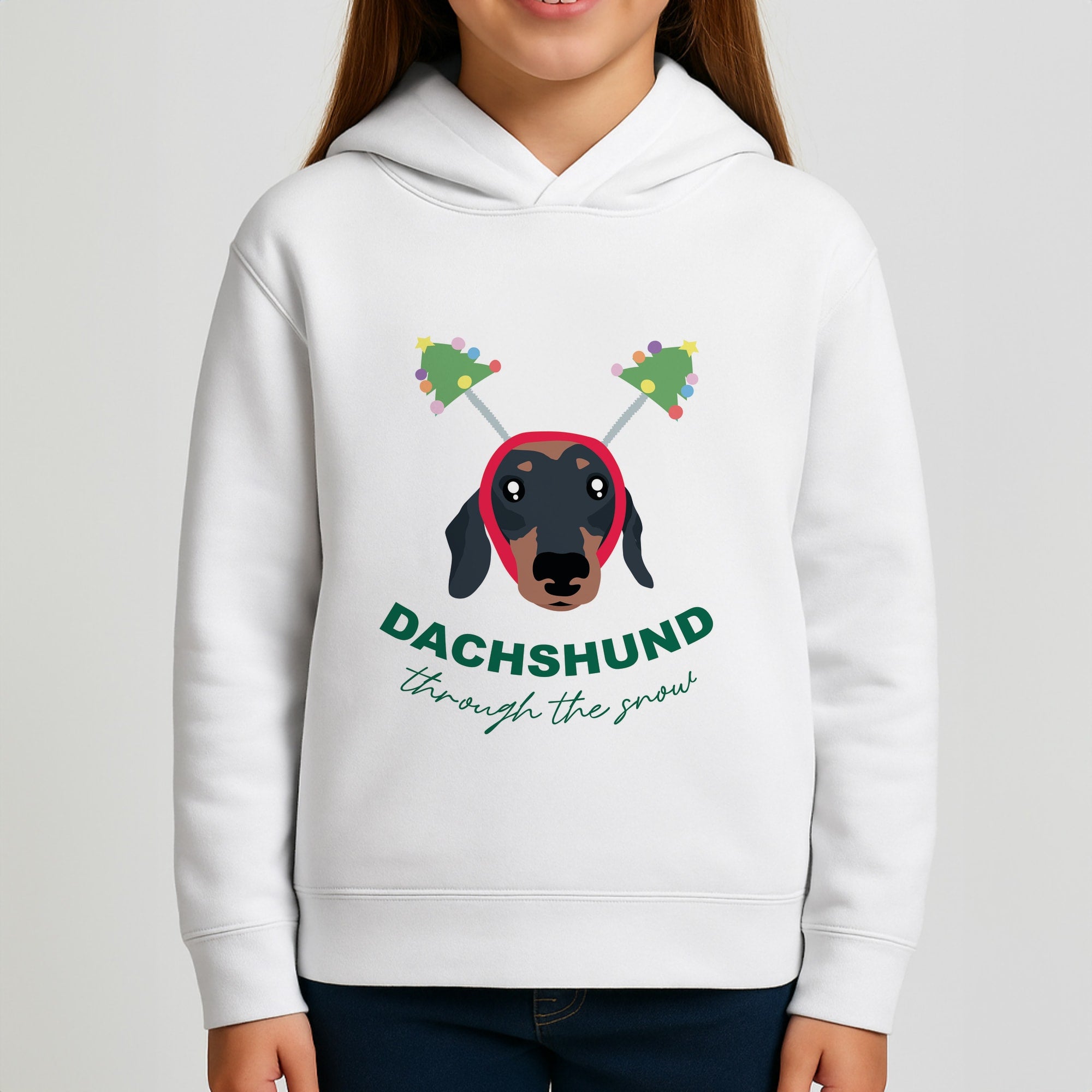 Dachshund Through The Snow Girls Hoodie