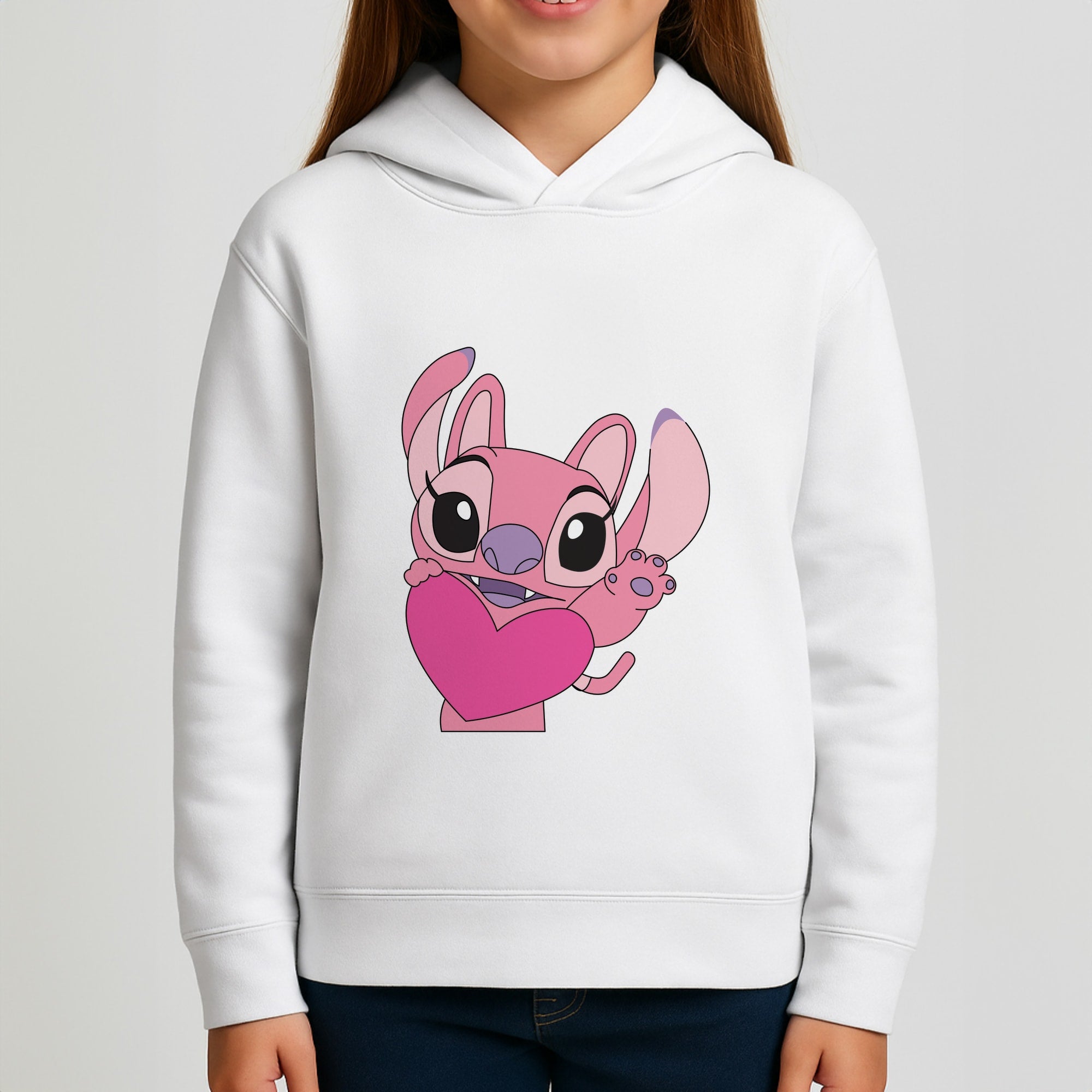 Holding Heart - Pink Alien Girls Hoodie