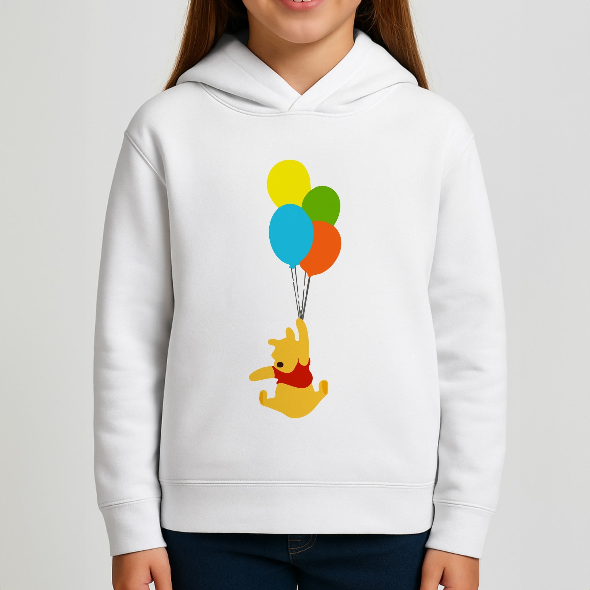 Pooh On Balloons Girls Hoodie