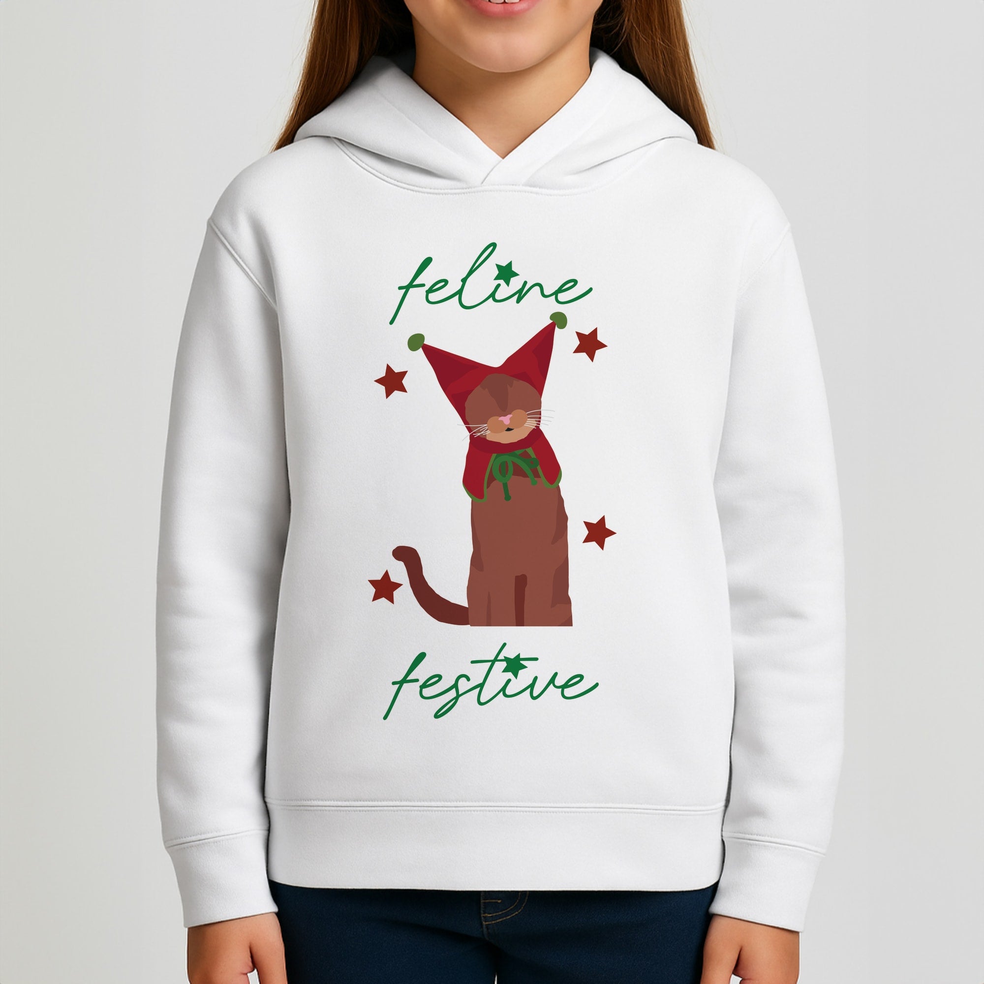 Feline Festive Girls Hoodie