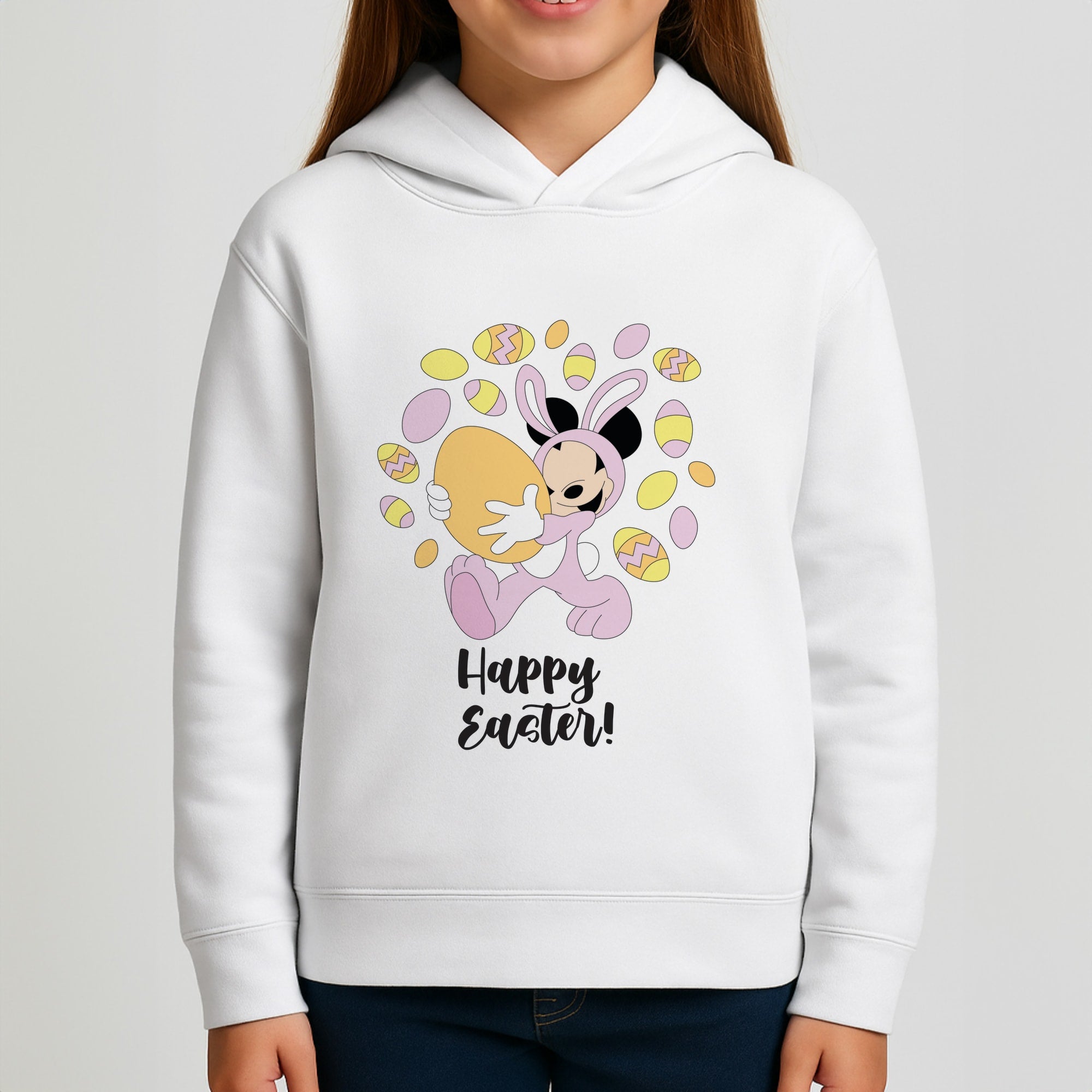 Happy Easter Pink Girls Hoodie