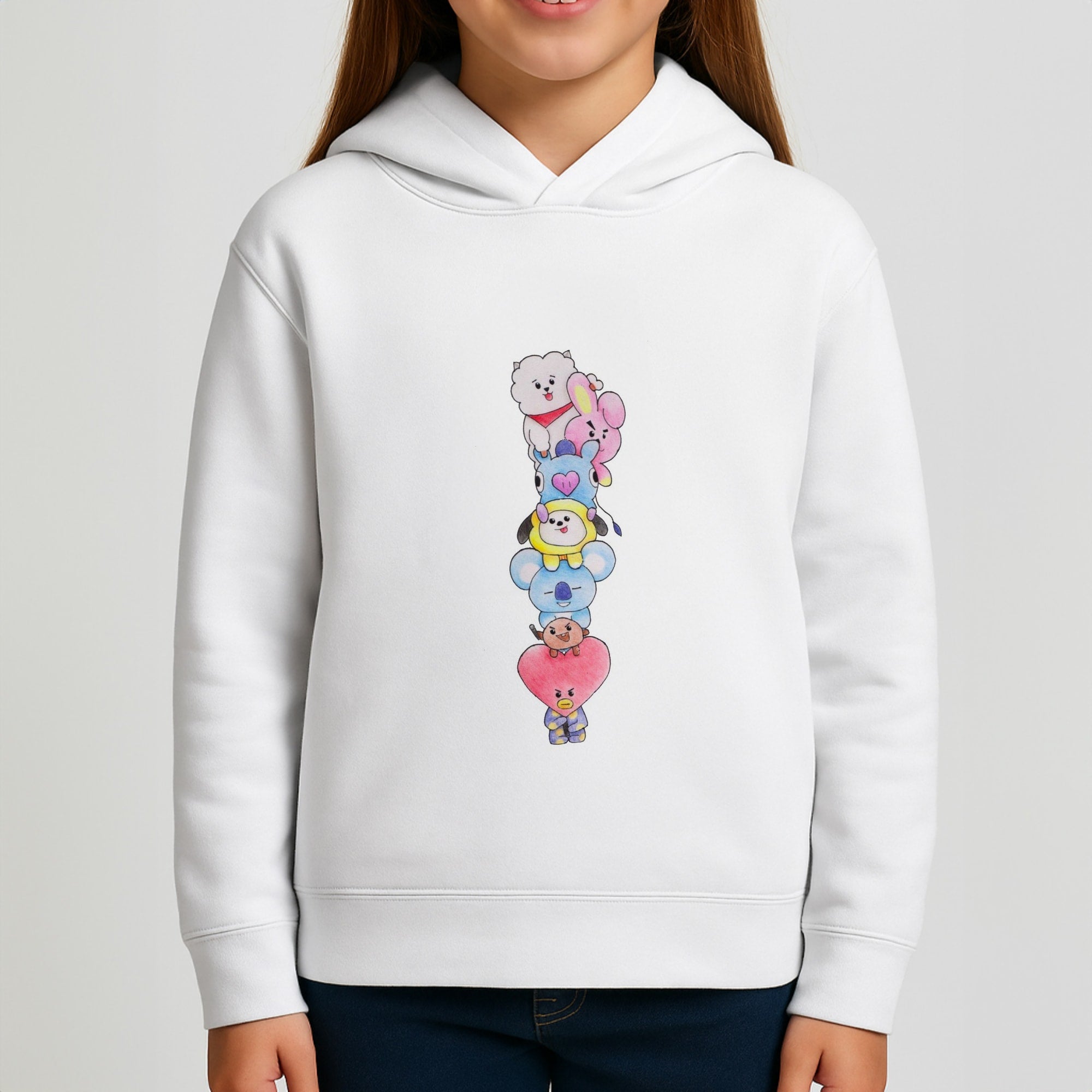 K-Pop Band BT21 Drawing Girls Hoodie