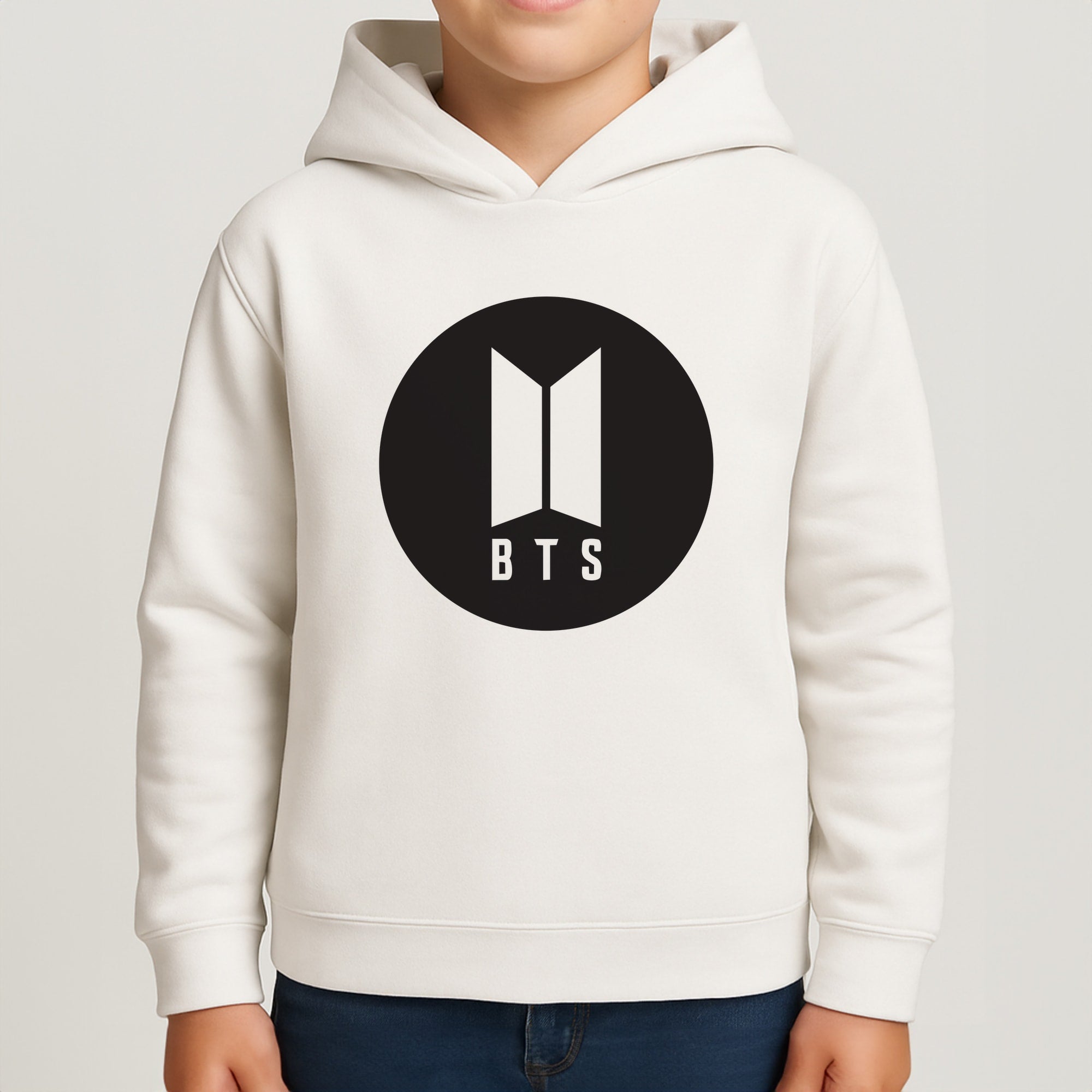 BTS logo Black - K Pop Kids Hoodie