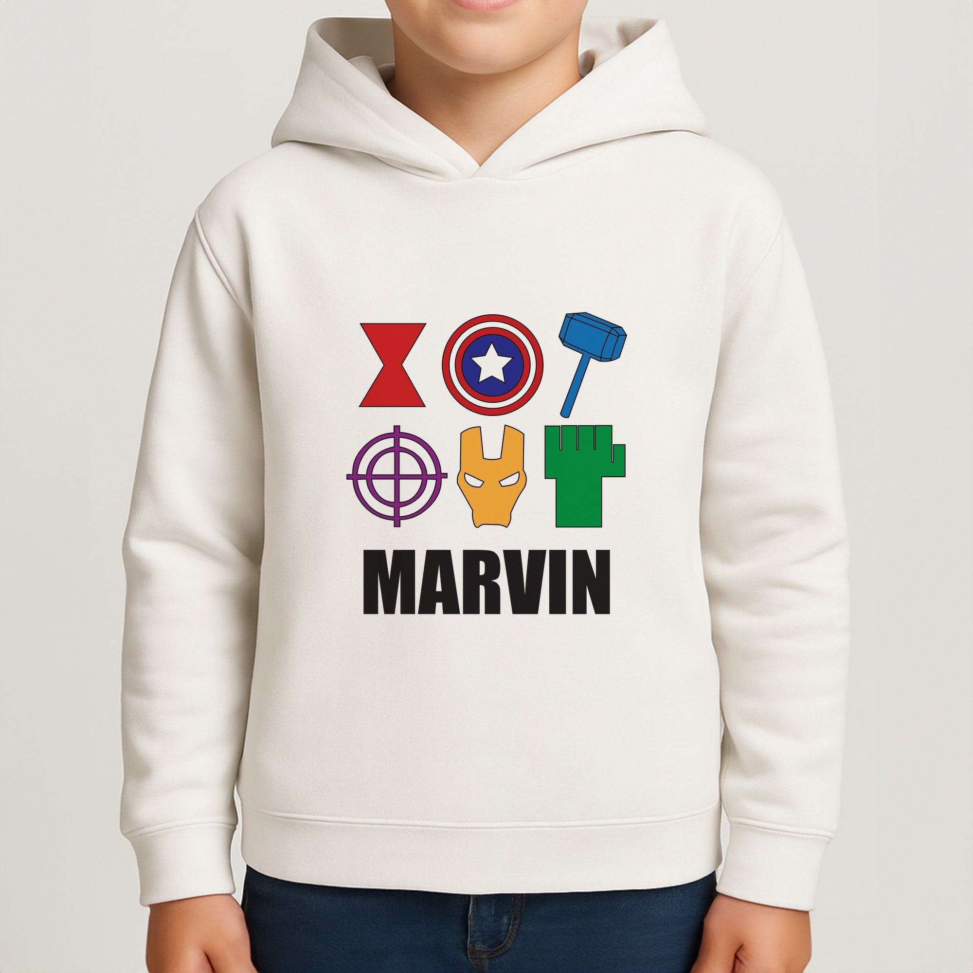 Icon Pattern - Personalised Superhero Comic Boys Hoodie