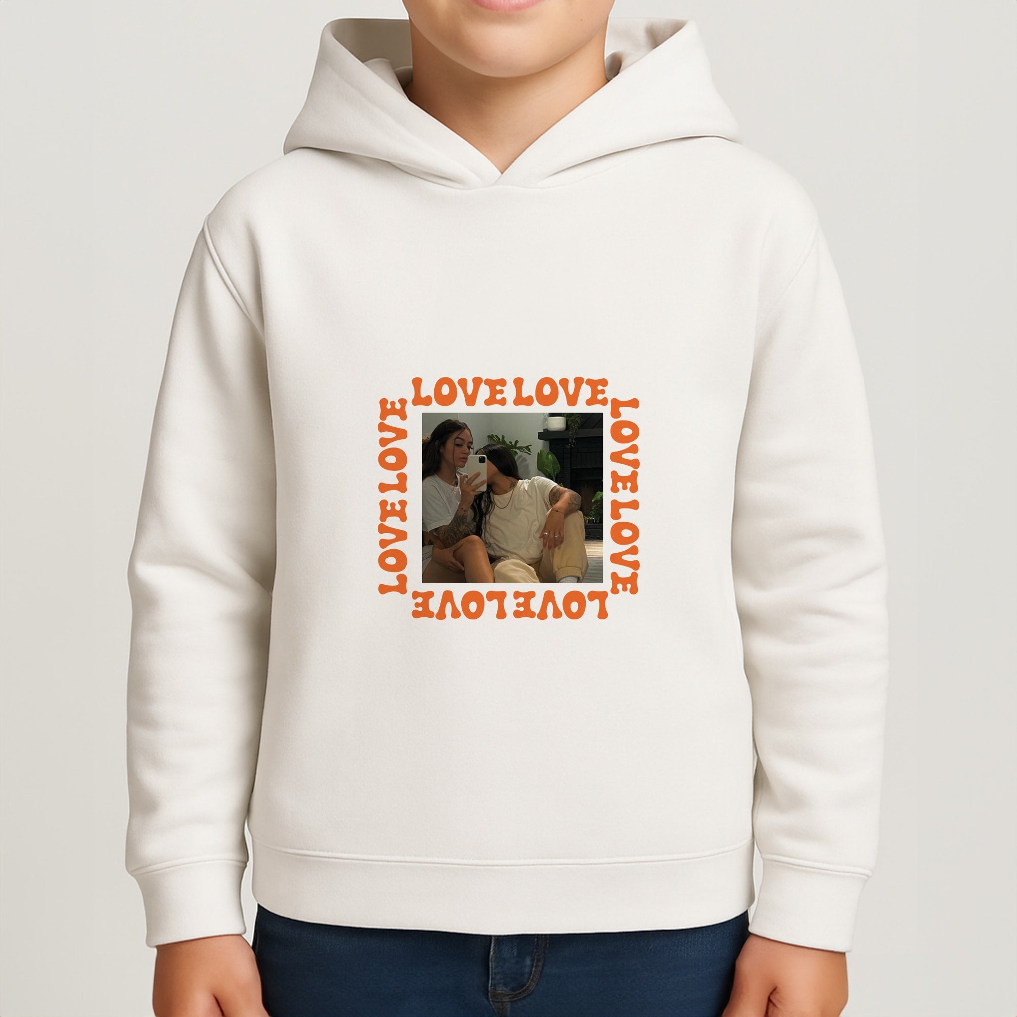 Love, Love, Love - Personalised Couples Boys Hoodie