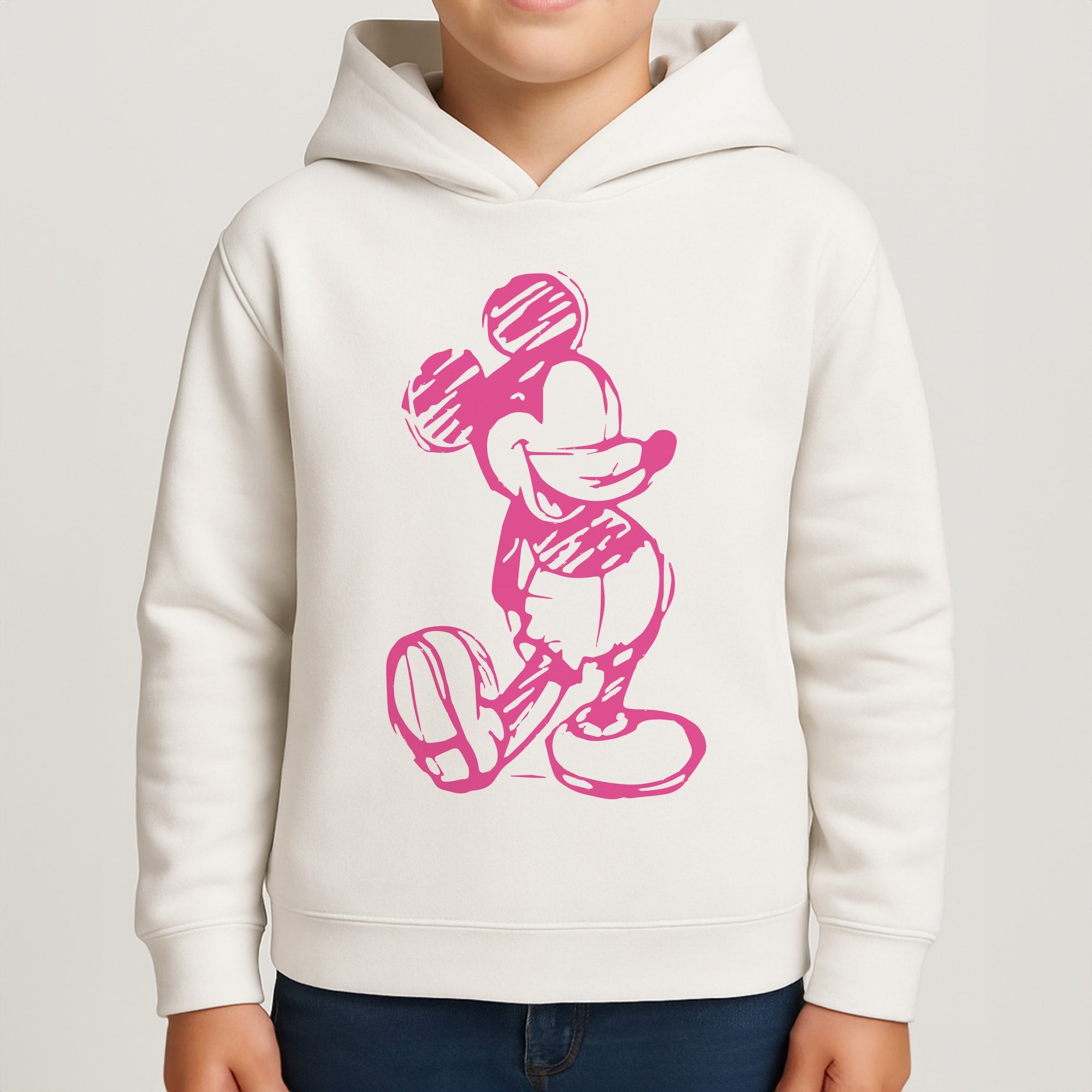 Sketched Mouse Outline Pink Boys Hoodie