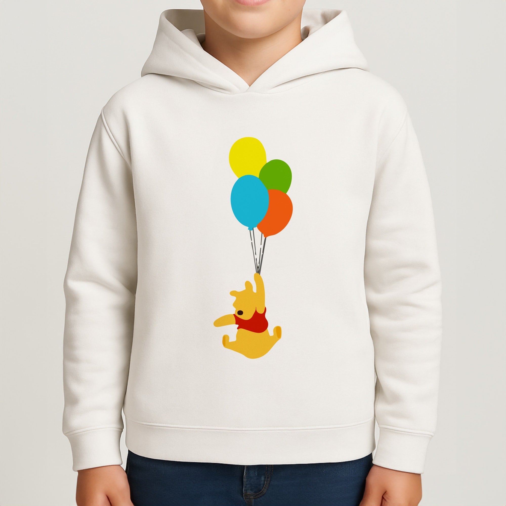 Pooh On Balloons Boys Hoodie