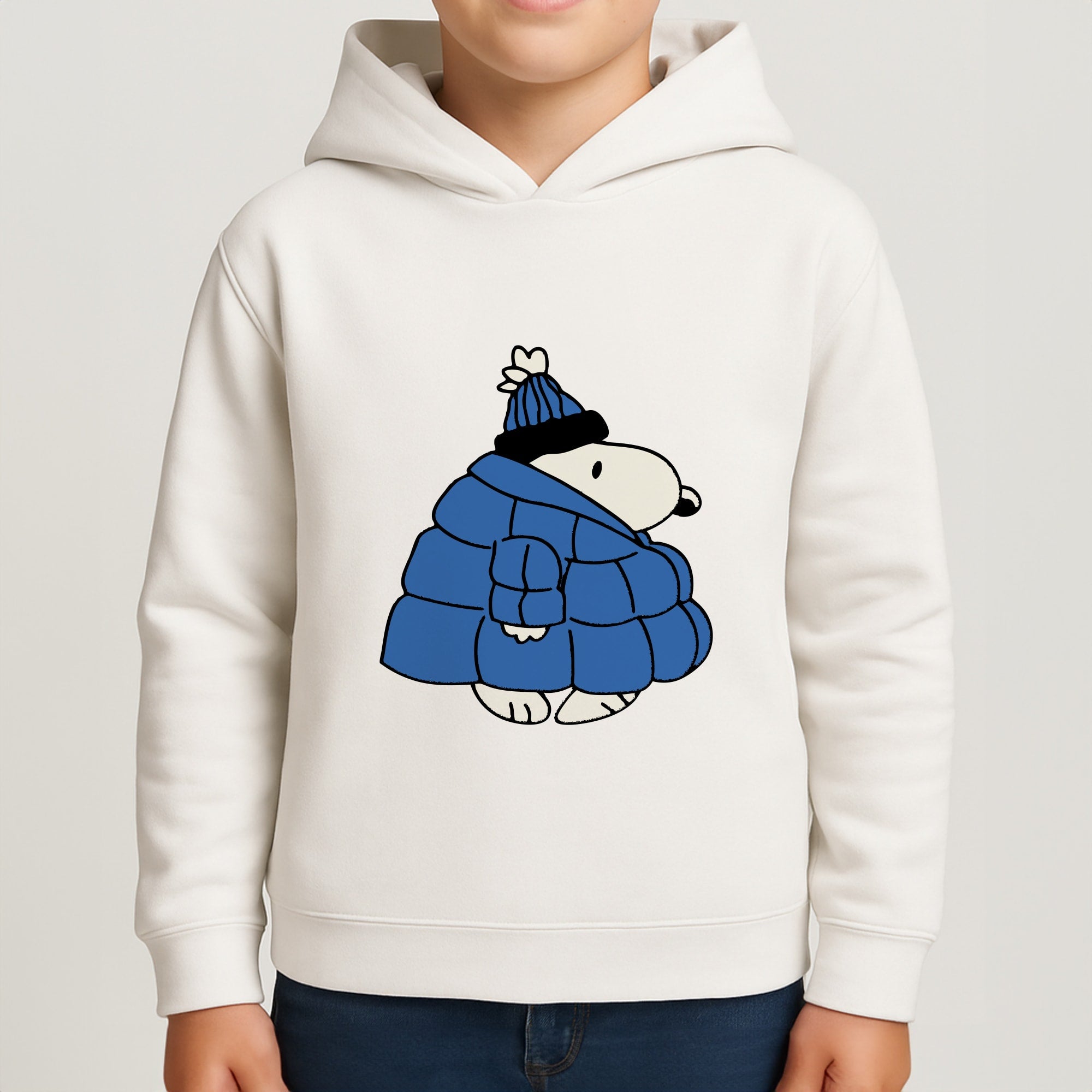 Cartoon Beagle Puffer Jacket Blue Boys Hoodie