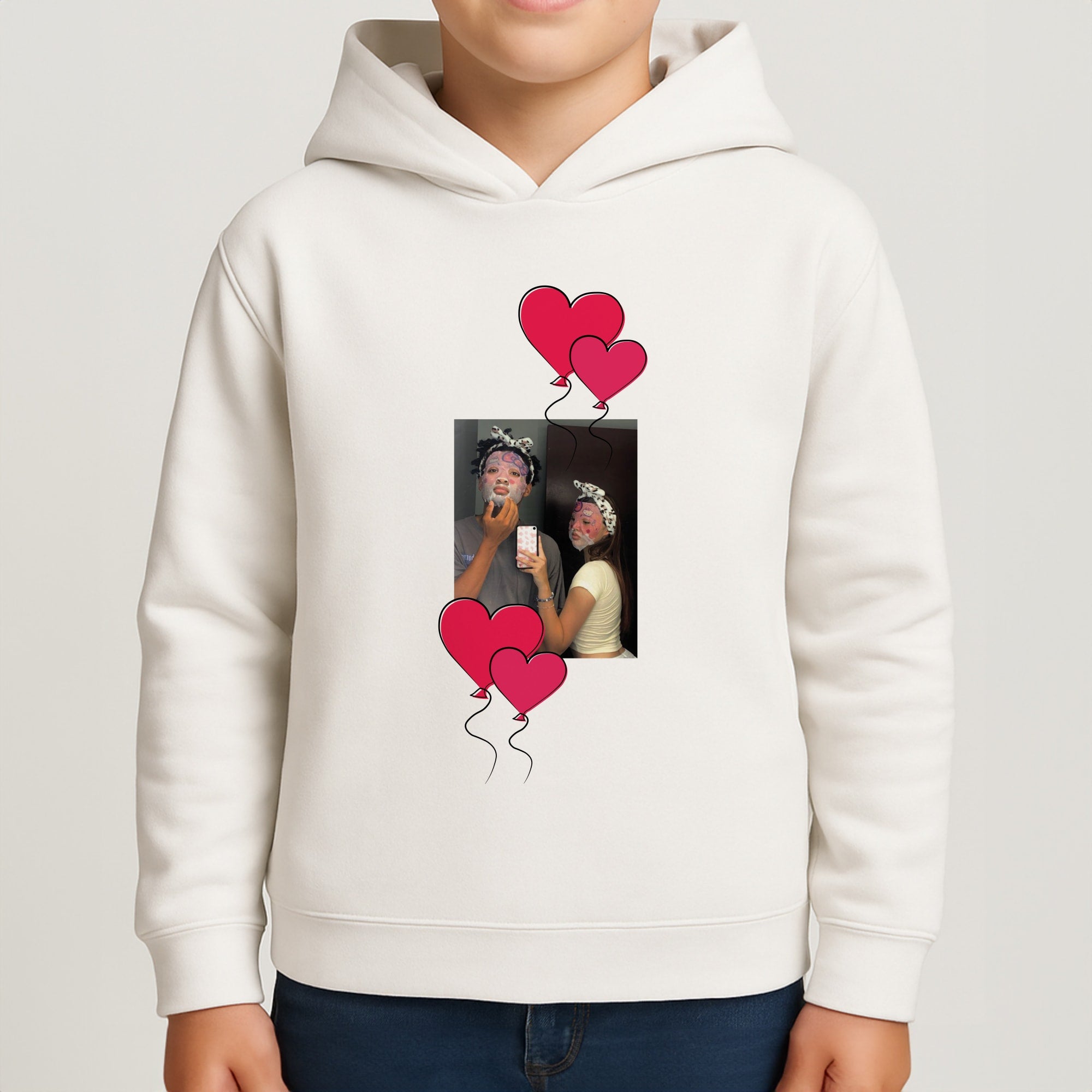 Heart Balloons - Personalised Couples Boys Hoodie