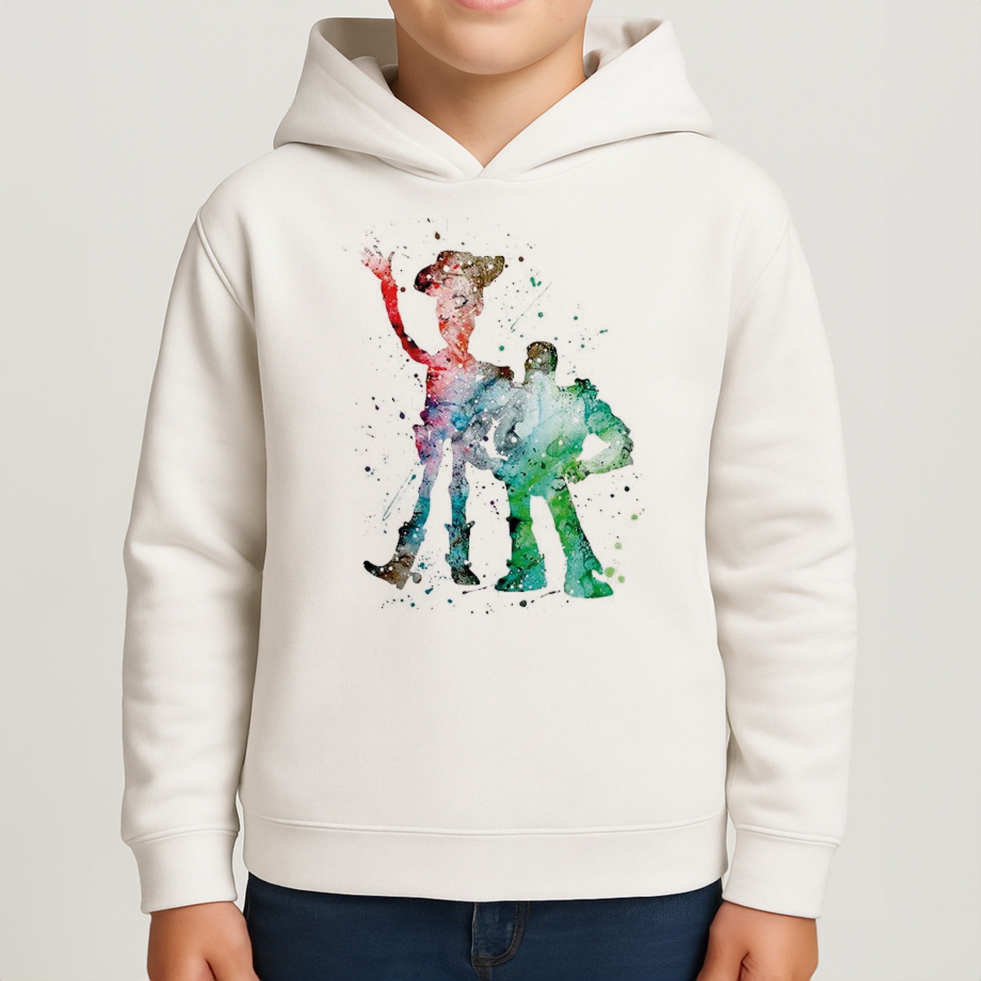 Watercolour Woody & Buzz A Story of Toys Fairytale Kids Hoodie