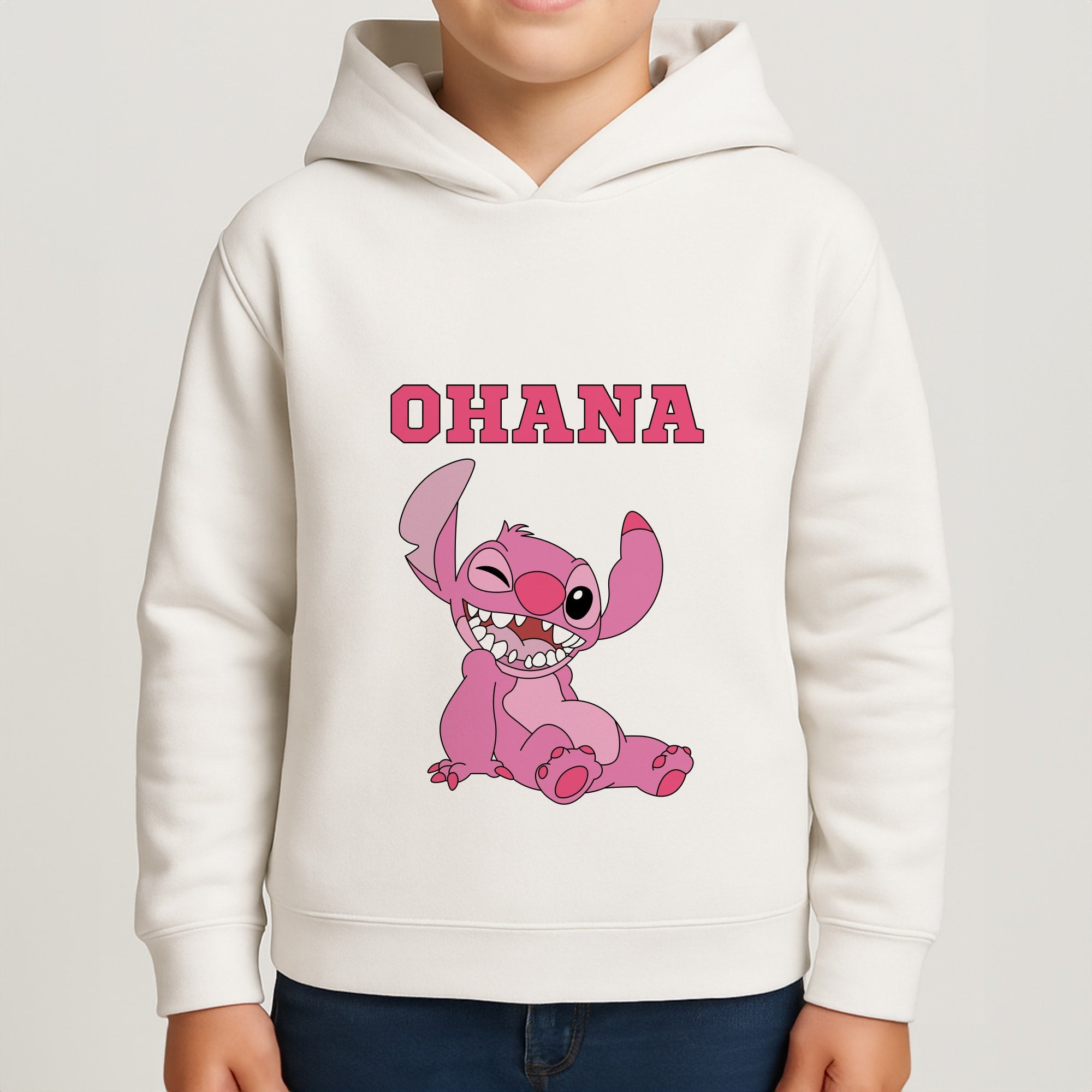 Pink Alien Ohana Boys Hoodie
