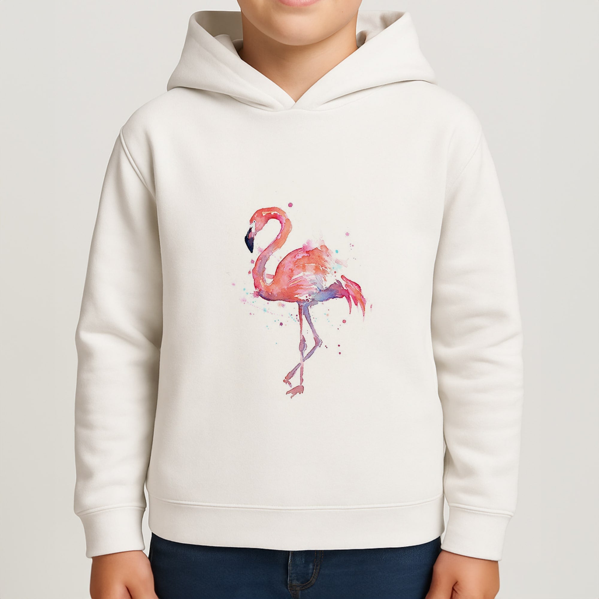 Watercolour Flamingo Painting Boys Hoodie
