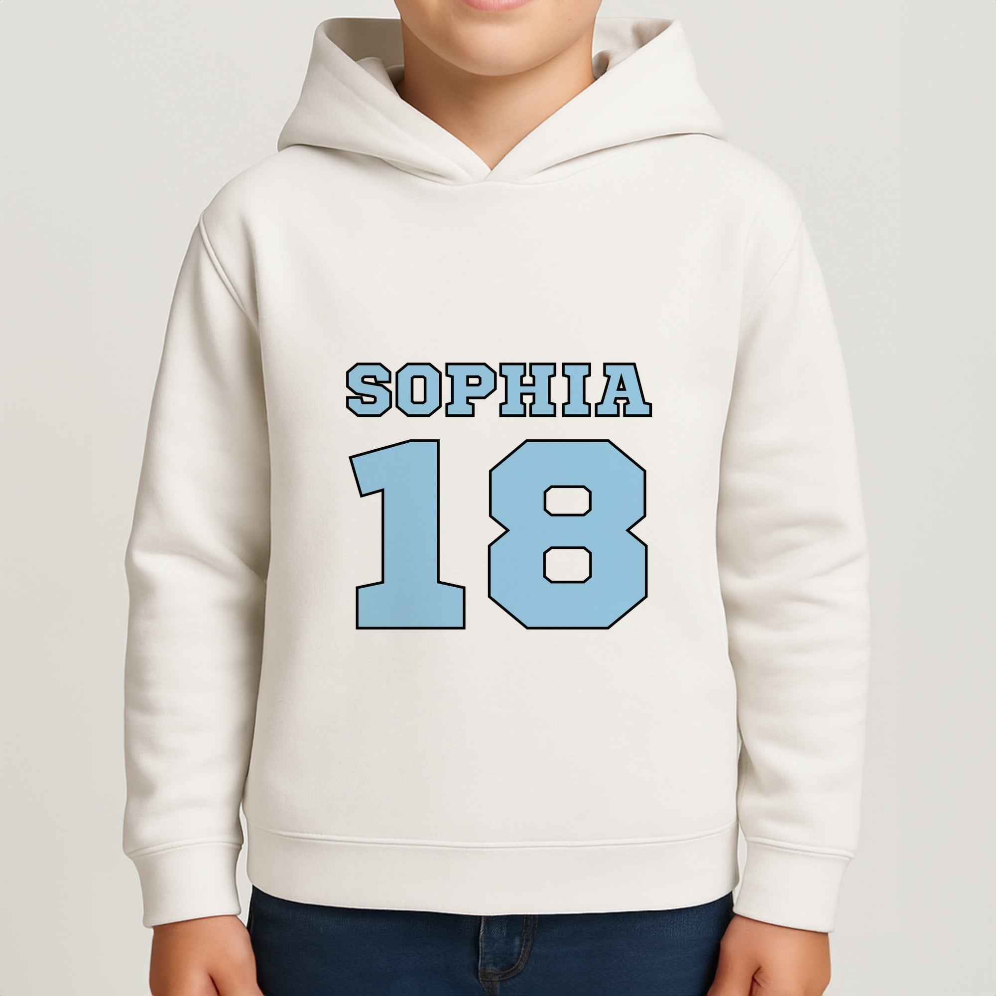 Light Blue - Personalised Football Boys Hoodie