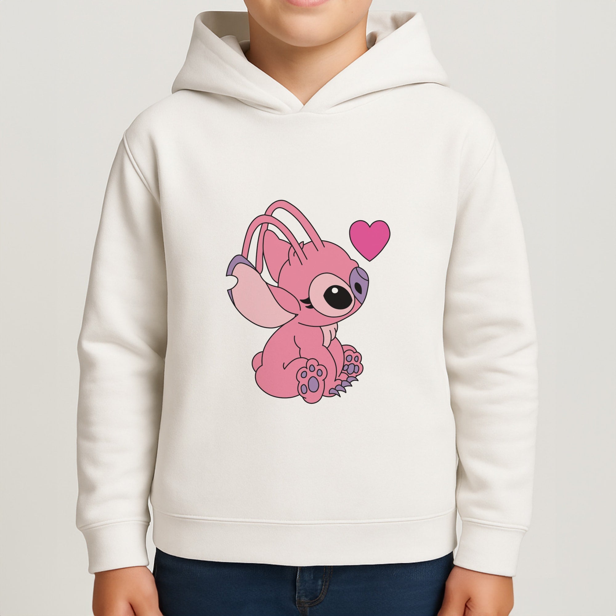 Love Heart Pattern - Pink Alien Boys Hoodie