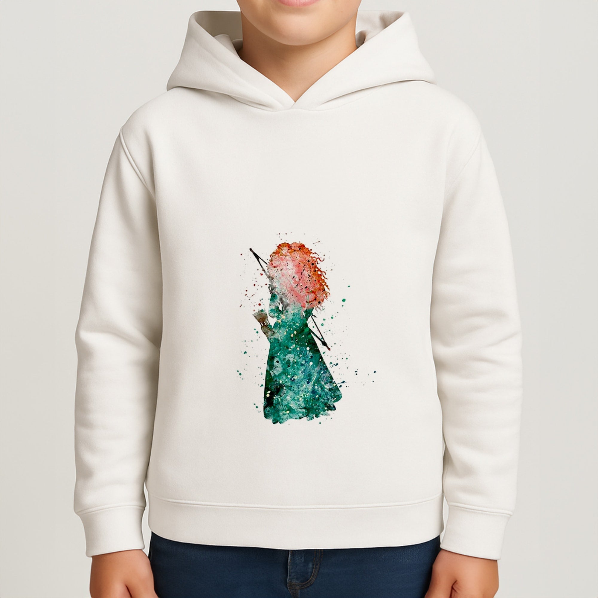 Watercolour Princess Merida Brave Fairytale Boys Hoodie