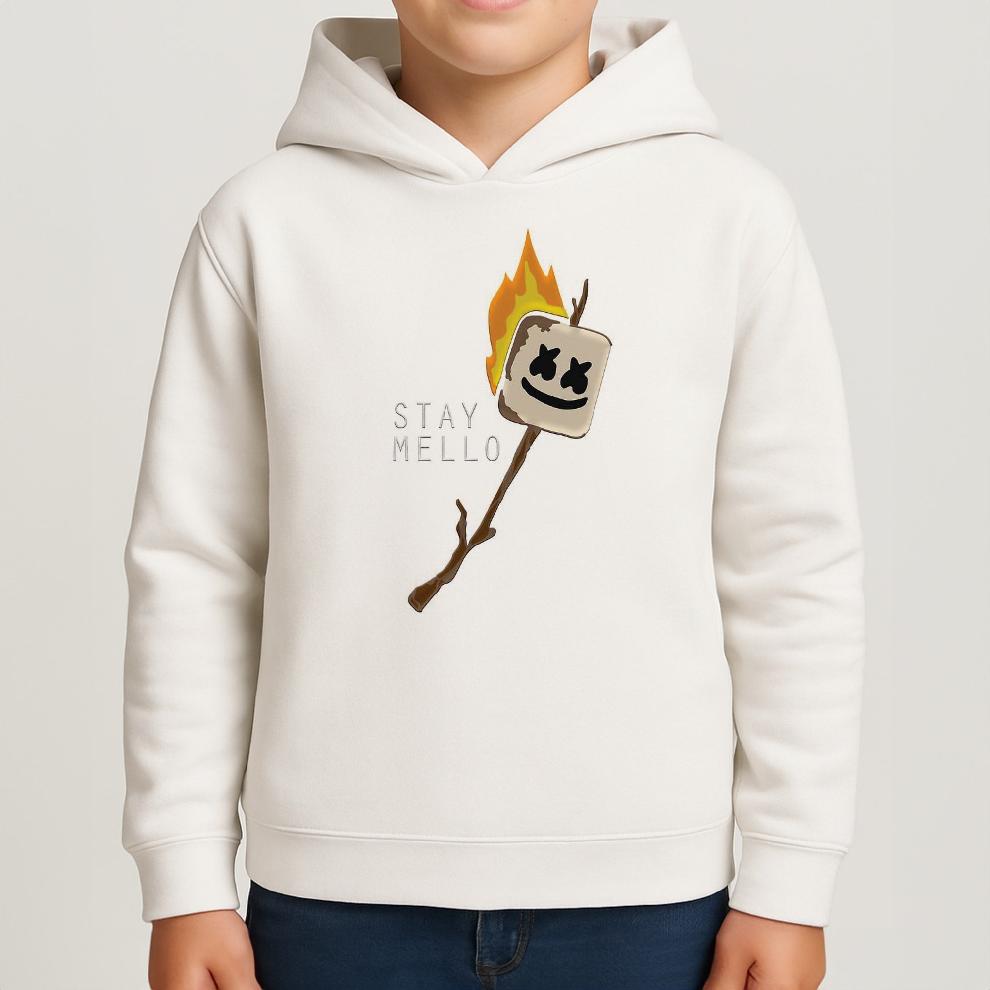 Stay Mello White Helmet DJw - White Helmet DJ Kids Hoodie