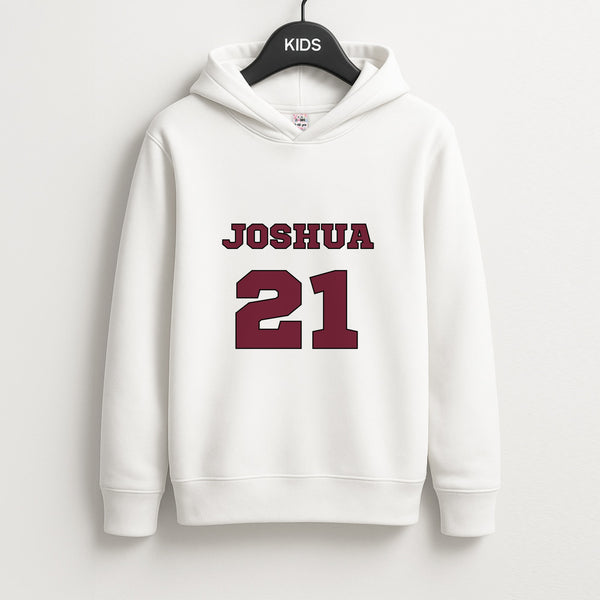 Burgundy - Personalised Football Unisex Kids Hoodie
