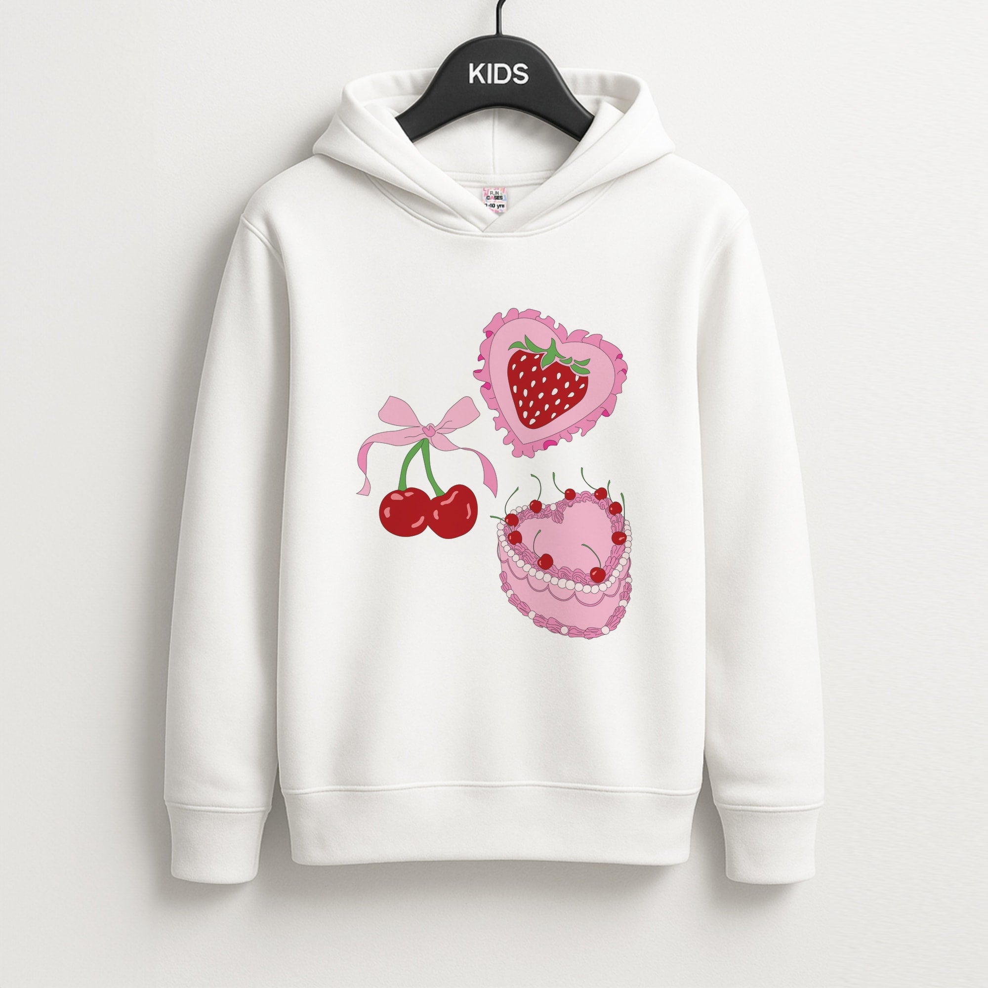 Cherries, Strawberries And Cake - Valentine's Day Unisex Kids Hoodie