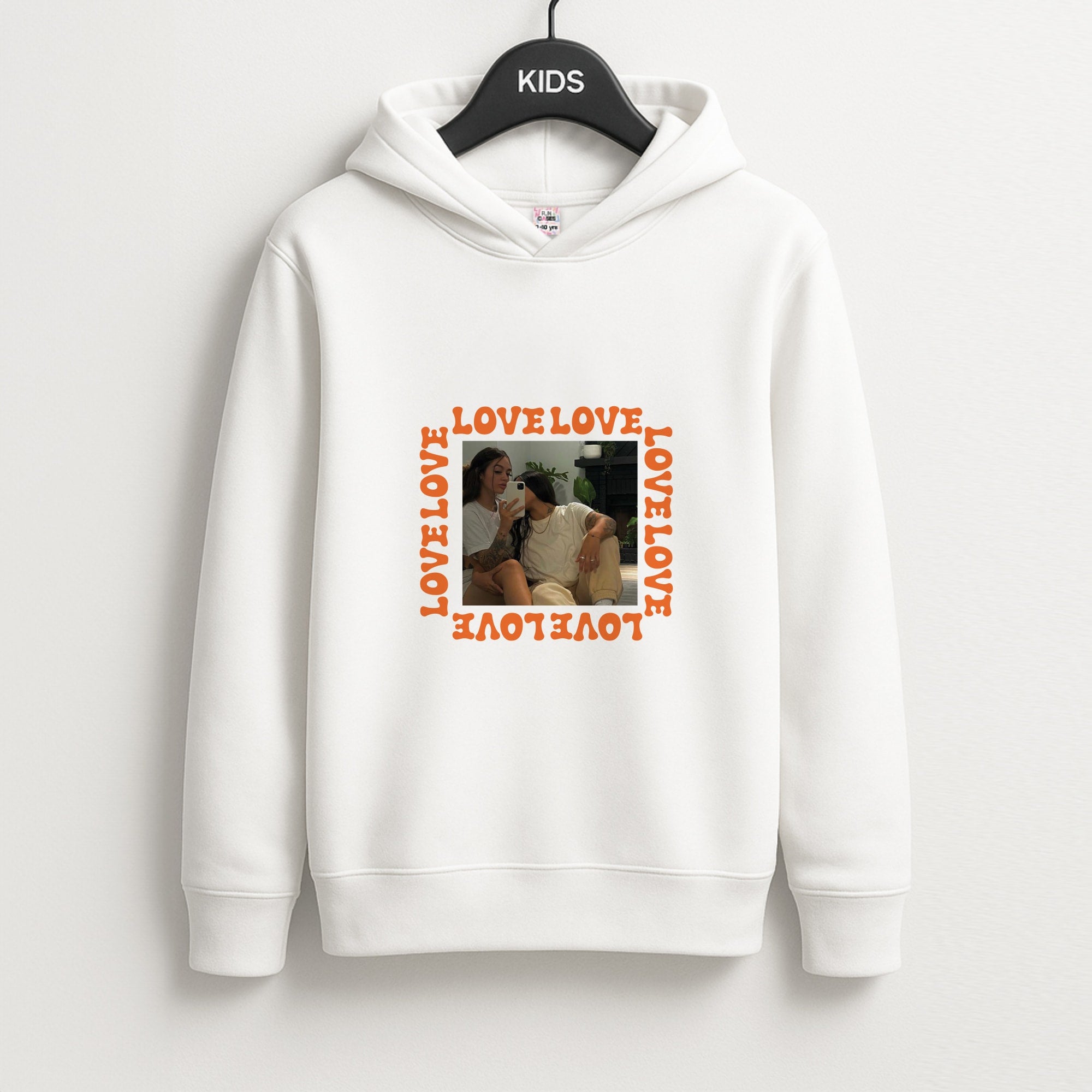 Love, Love, Love - Personalised Couples Kids Hoodie