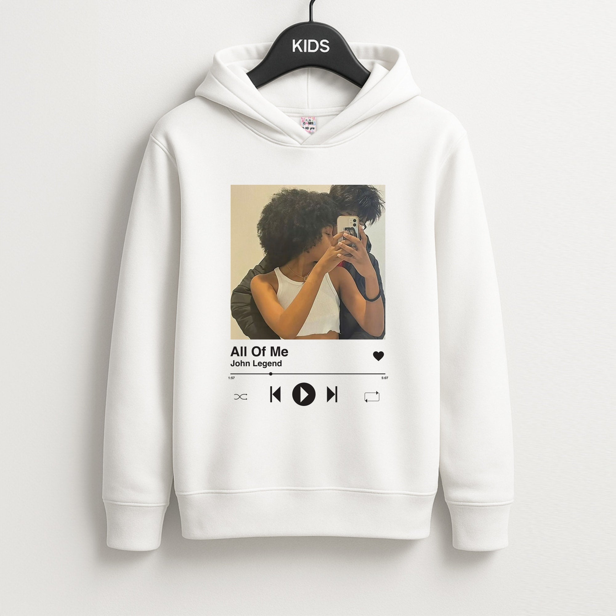 Album Cover - Personalised Couples Unisex Kids Hoodie