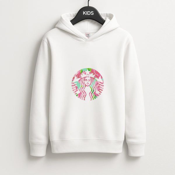 Pink Coffee Logo Unisex Kids Hoodie