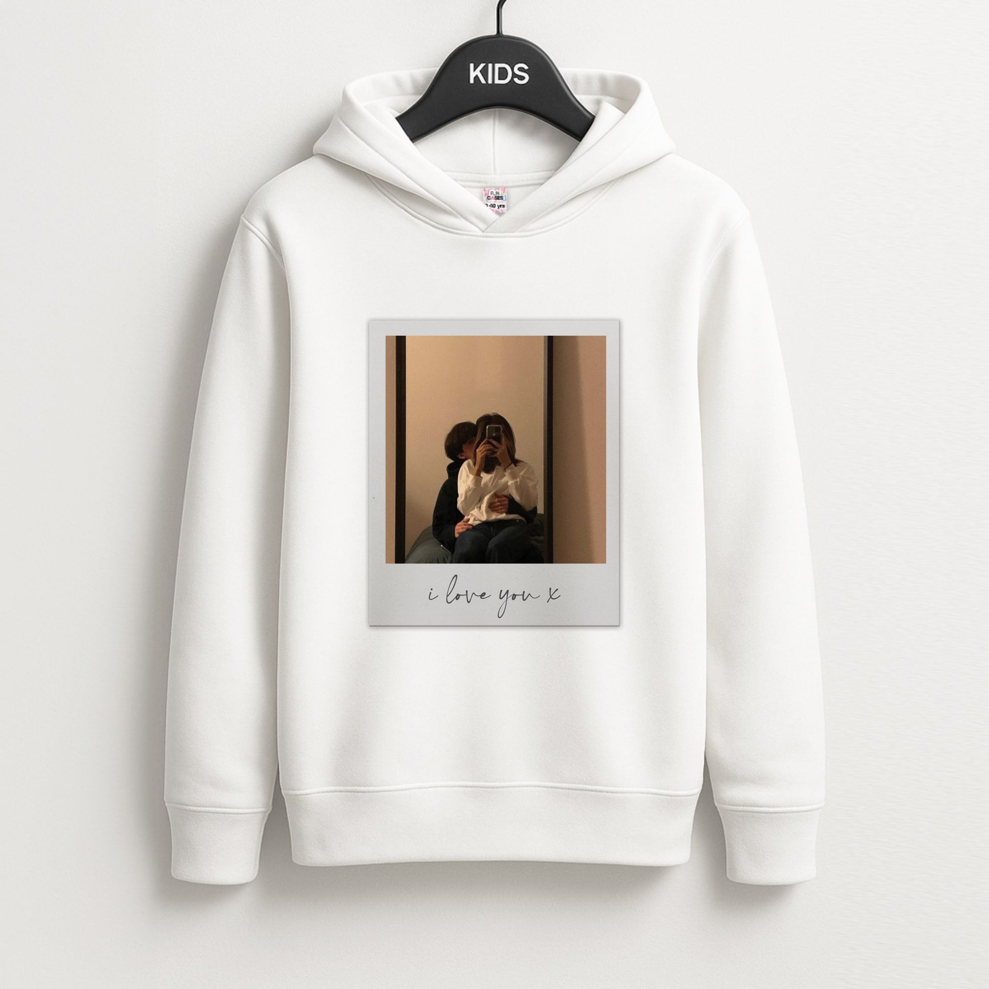 I Love You Polaroid - Personalised Couples Unisex Kids Hoodie