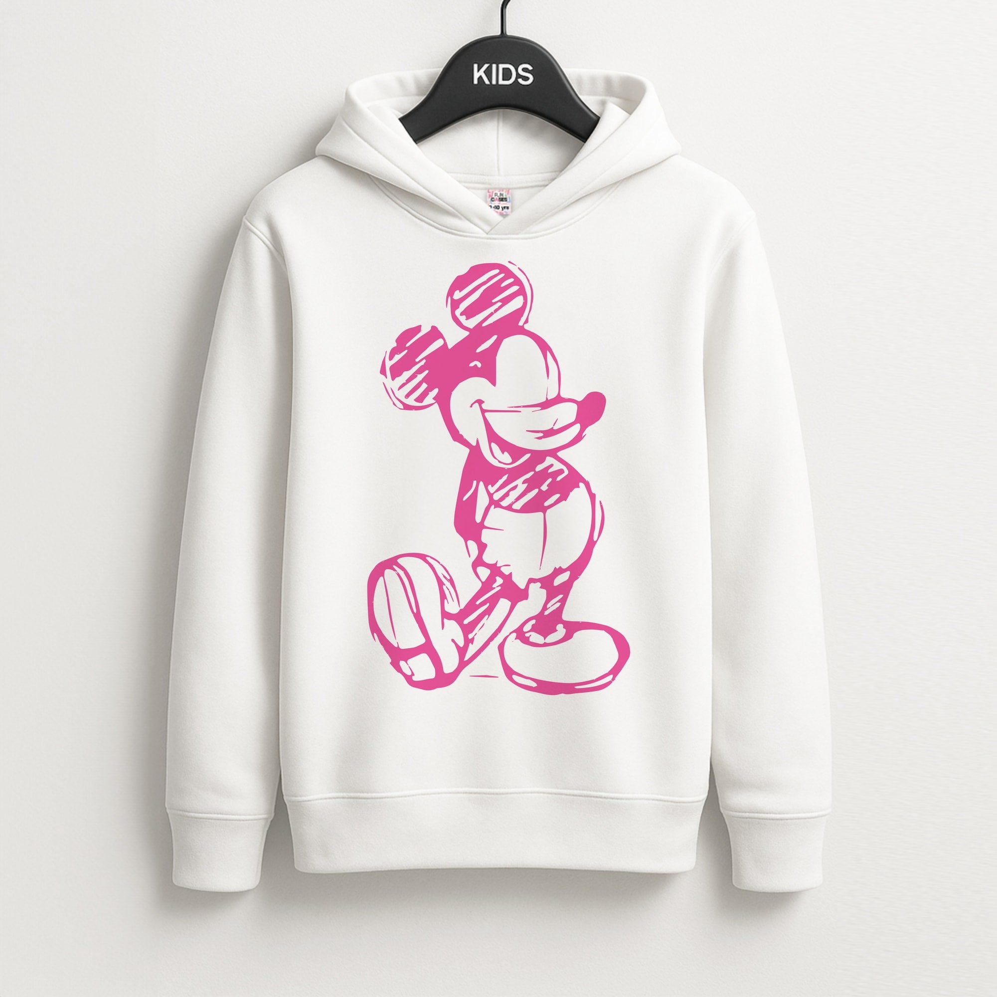Sketched Mouse Outline Pink Unisex Kids Hoodie
