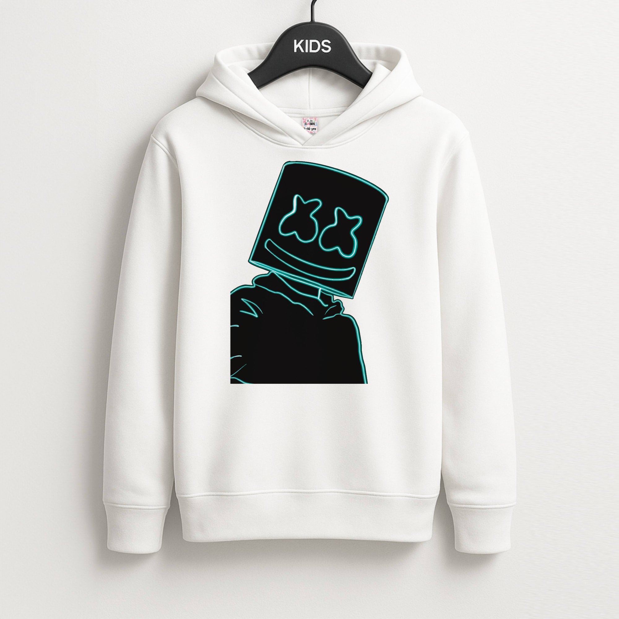 Black White Helmet DJ Neon Kids Hoodie