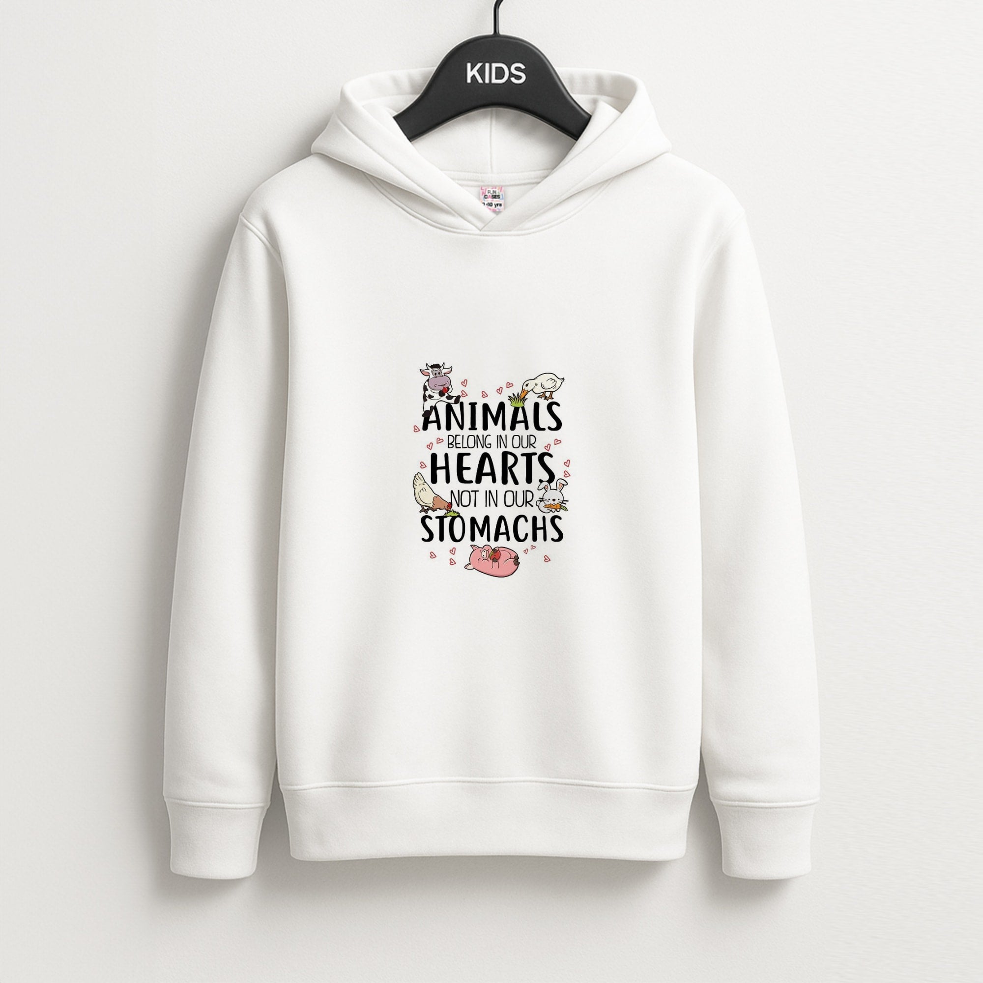 Animals Belong In Our Hearts - Vegan Unisex Kids Hoodie
