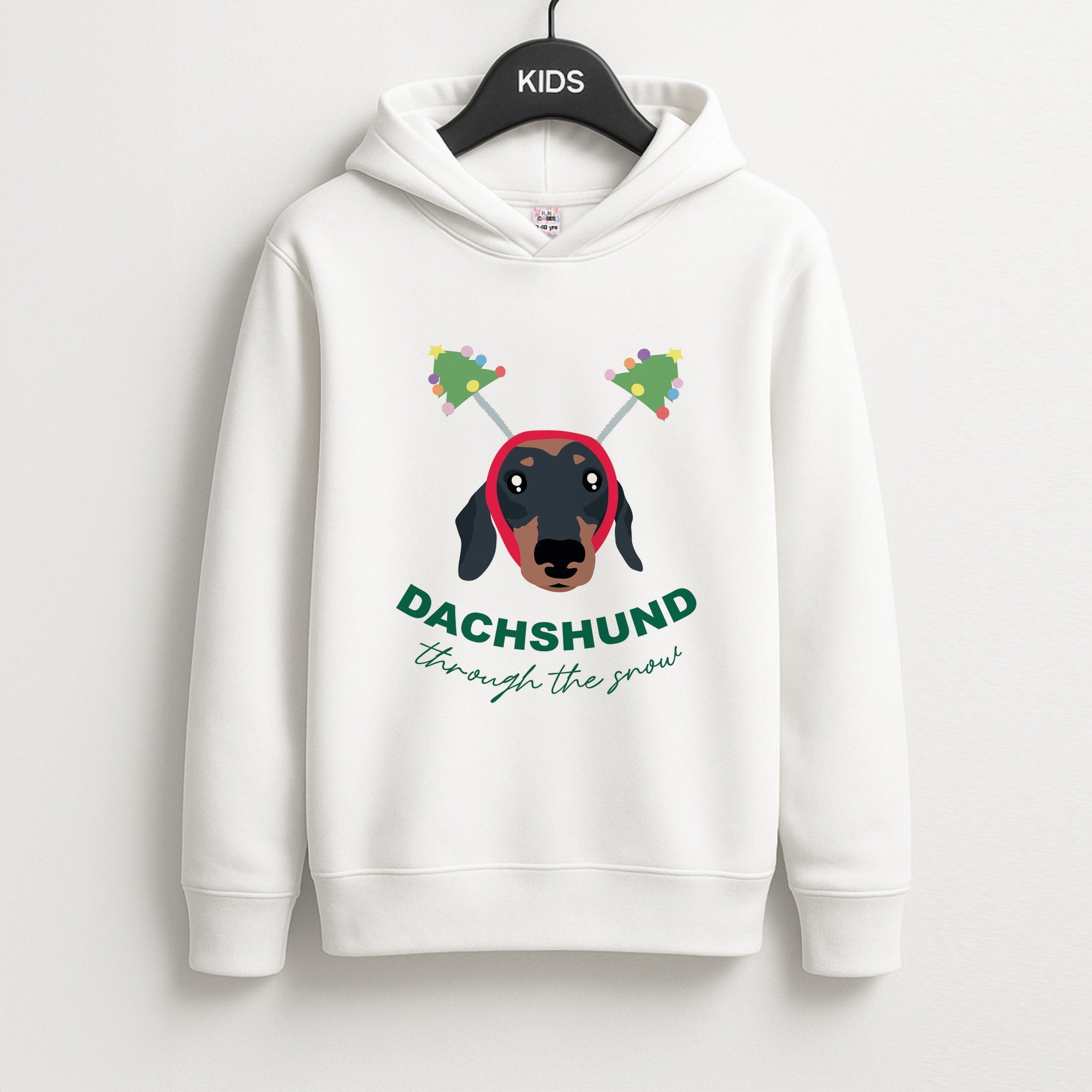 Dachshund Through The Snow Kids Hoodie