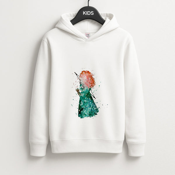 Watercolour Princess Merida Brave Fairytale Unisex Kids Hoodie