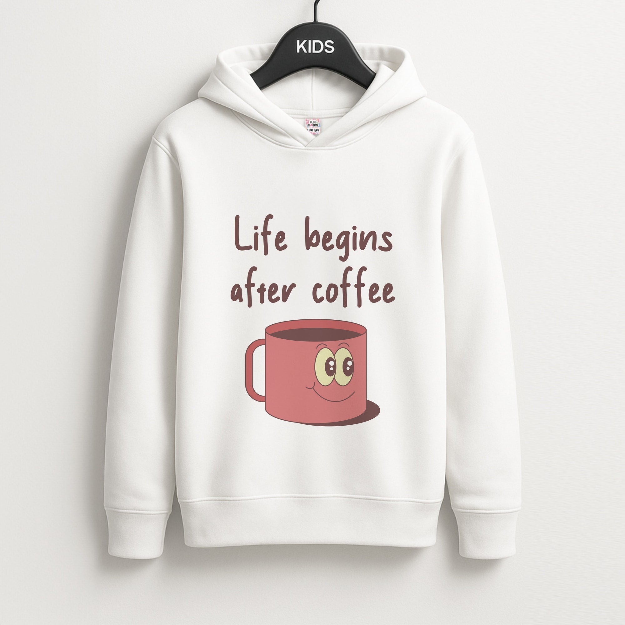 Life Begins After Coffee - Aesthetic Quote Unisex Kids Hoodie