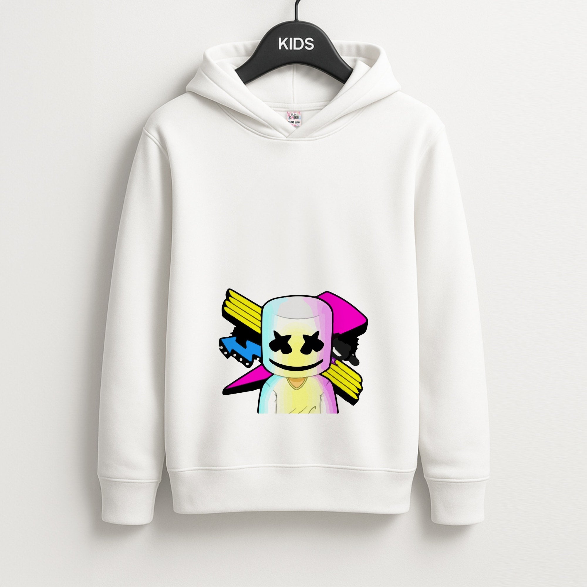 Neon Logo White Helmet DJ Kids Hoodie
