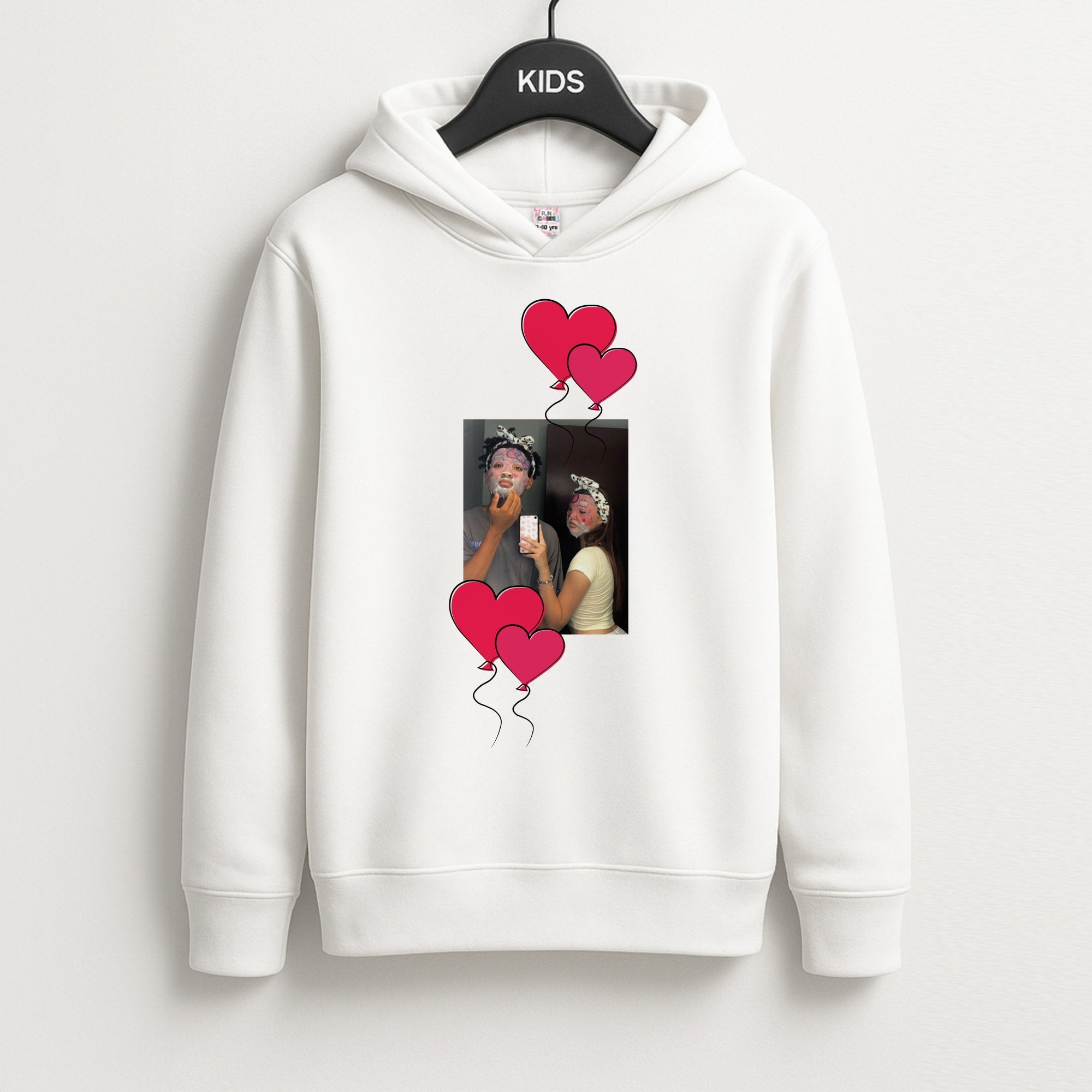 Heart Balloons - Personalised Couples Unisex Kids Hoodie